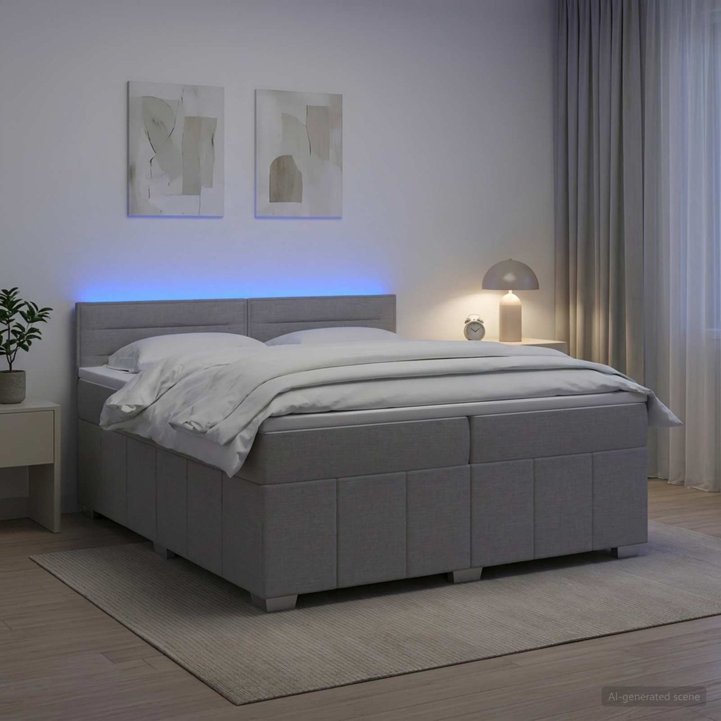 vidaXL Κρεβάτι box spring με στρώμα Ανοιχτό γκρι 200 x 200 cm Ύφασμα