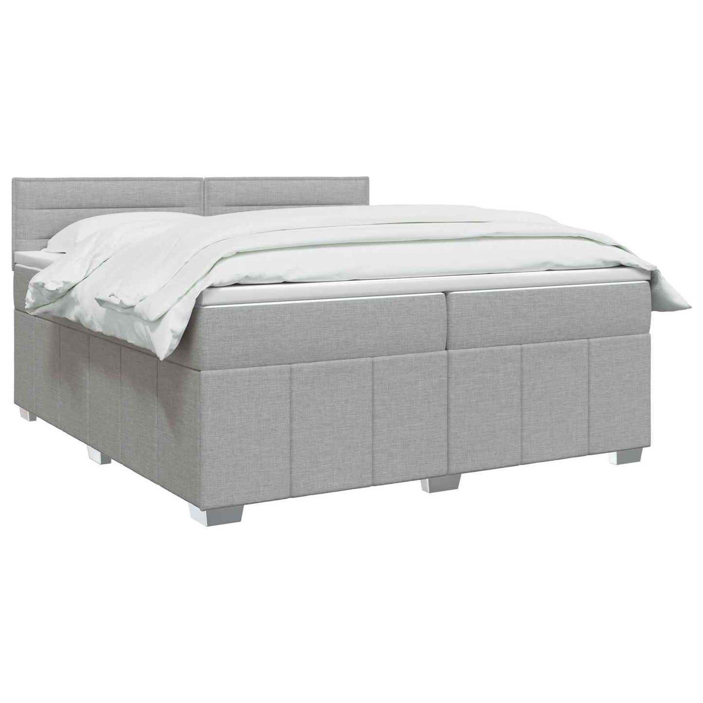 vidaXL Κρεβάτι box spring με στρώμα Ανοιχτό γκρι 200 x 200 cm Ύφασμα