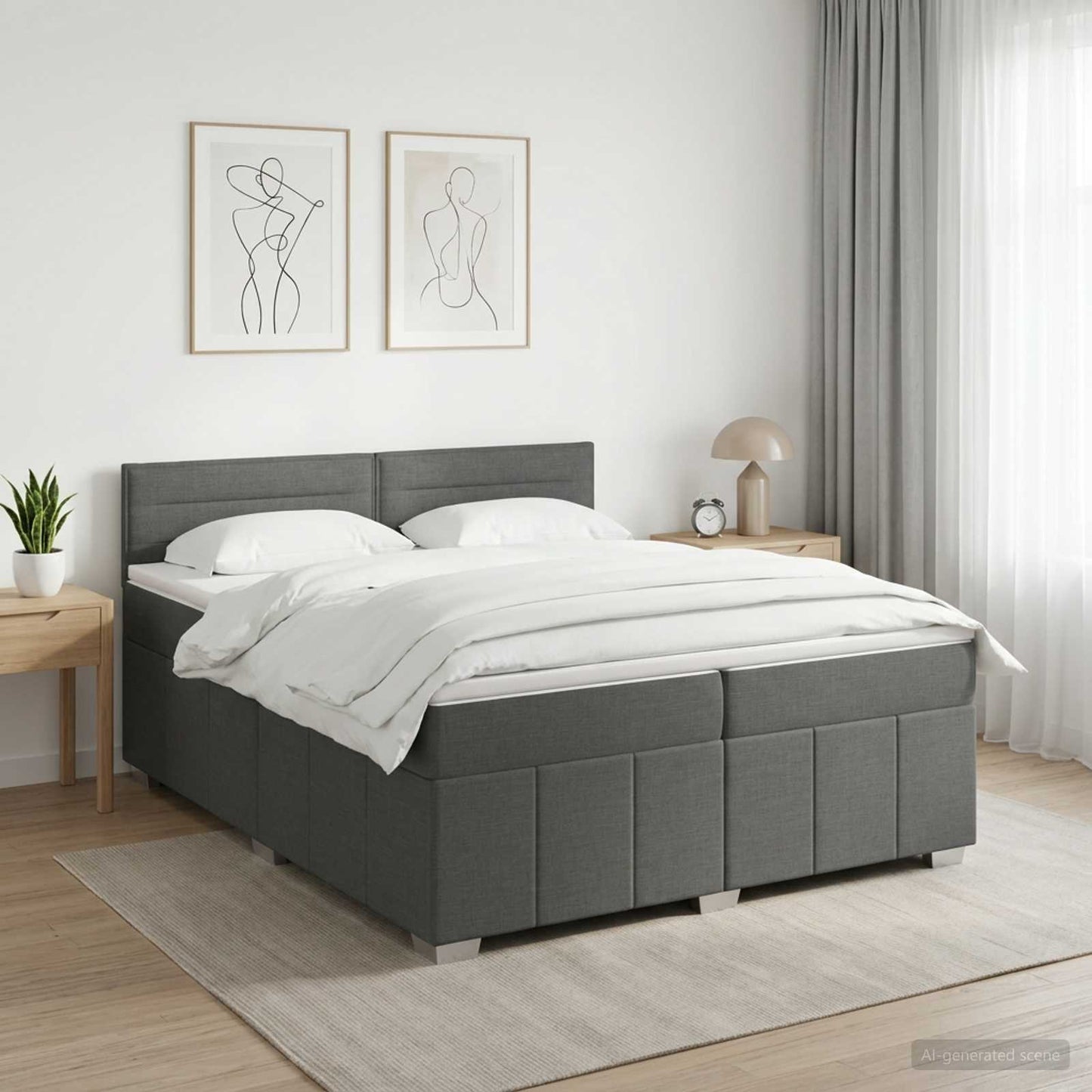 vidaXL Κρεβάτι box spring με στρώμα Σκούρο Γκρι 200 x 200 cm Ύφασμα