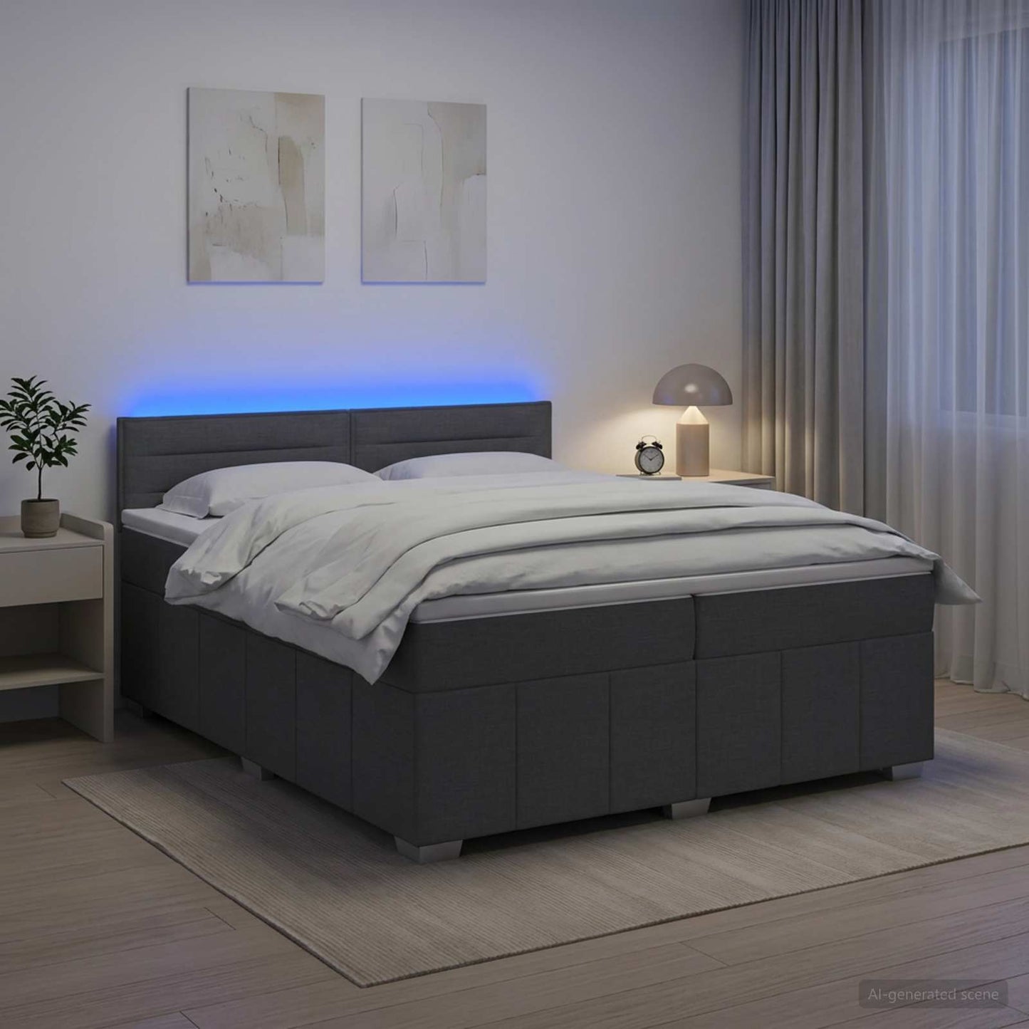 vidaXL Κρεβάτι box spring με στρώμα Σκούρο Γκρι 200 x 200 cm Ύφασμα