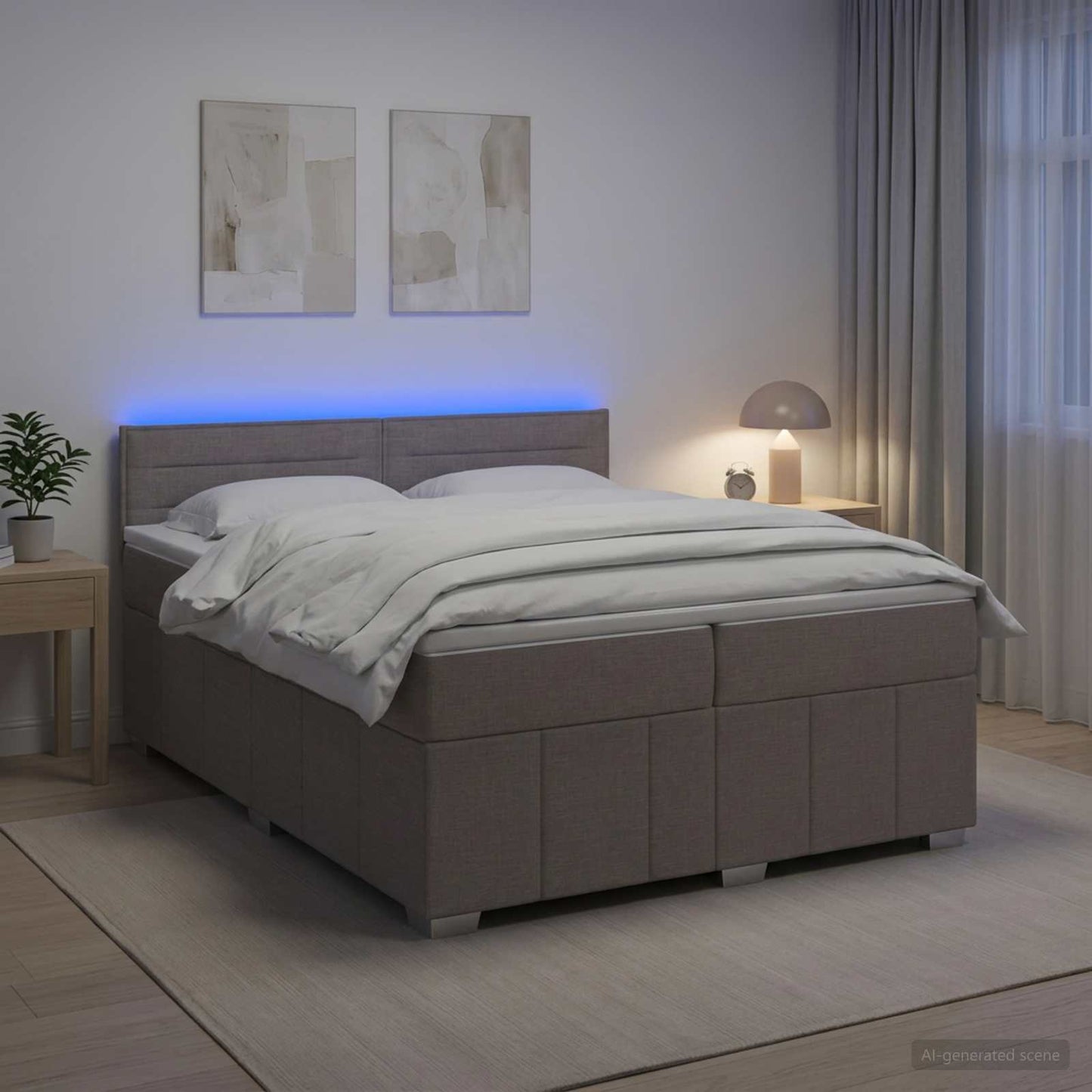 vidaXL Κρεβάτι box spring με στρώμα Taupe 200 x 200 cm Ύφασμα