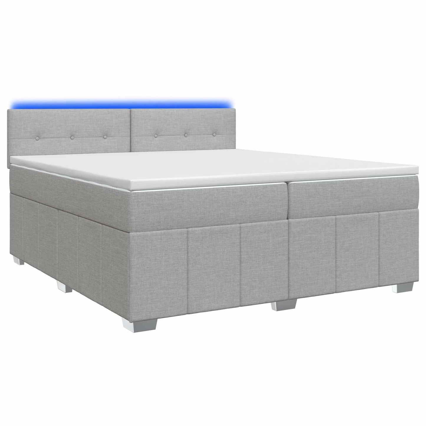 vidaXL Κρεβάτι box spring με στρώμα Ανοιχτό γκρι 200 x 200 cm Ύφασμα