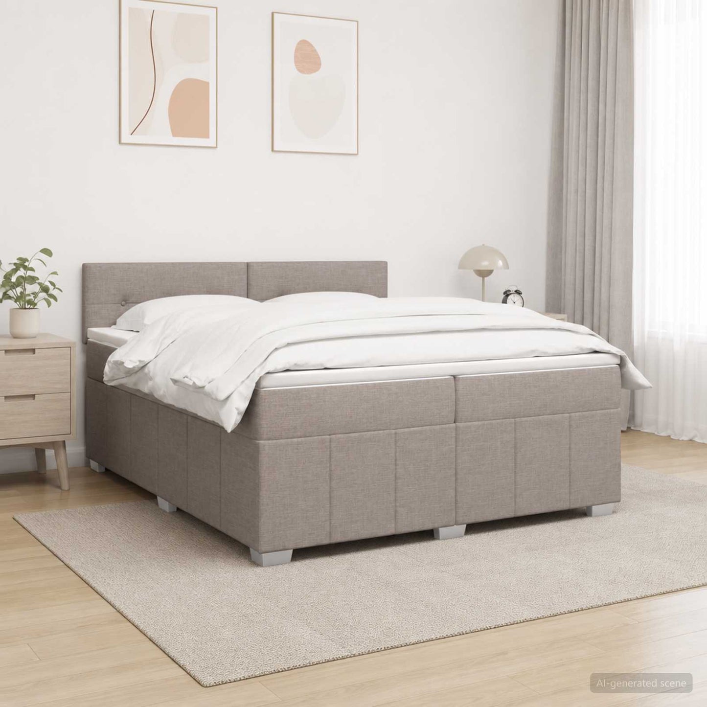 vidaXL Κρεβάτι box spring με στρώμα Taupe 200 x 200 cm Ύφασμα