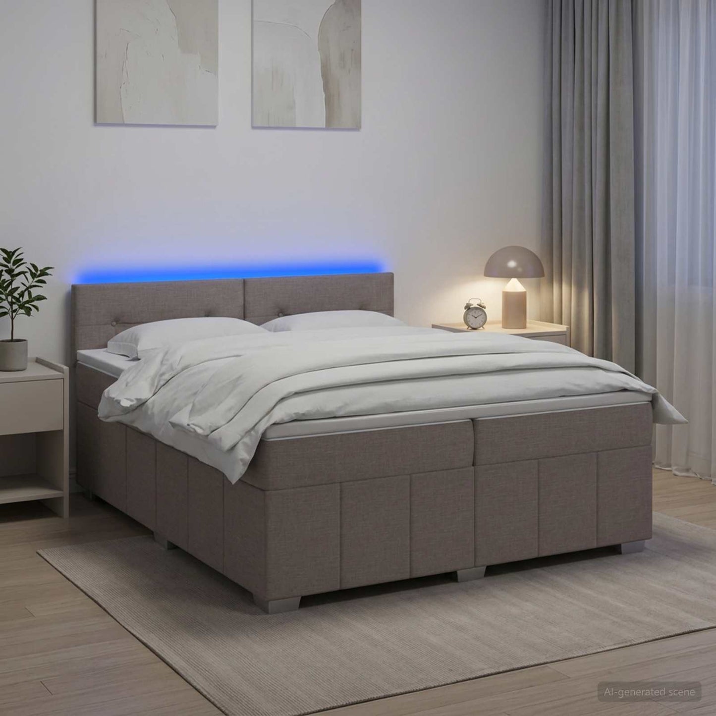 vidaXL Κρεβάτι box spring με στρώμα Taupe 200 x 200 cm Ύφασμα