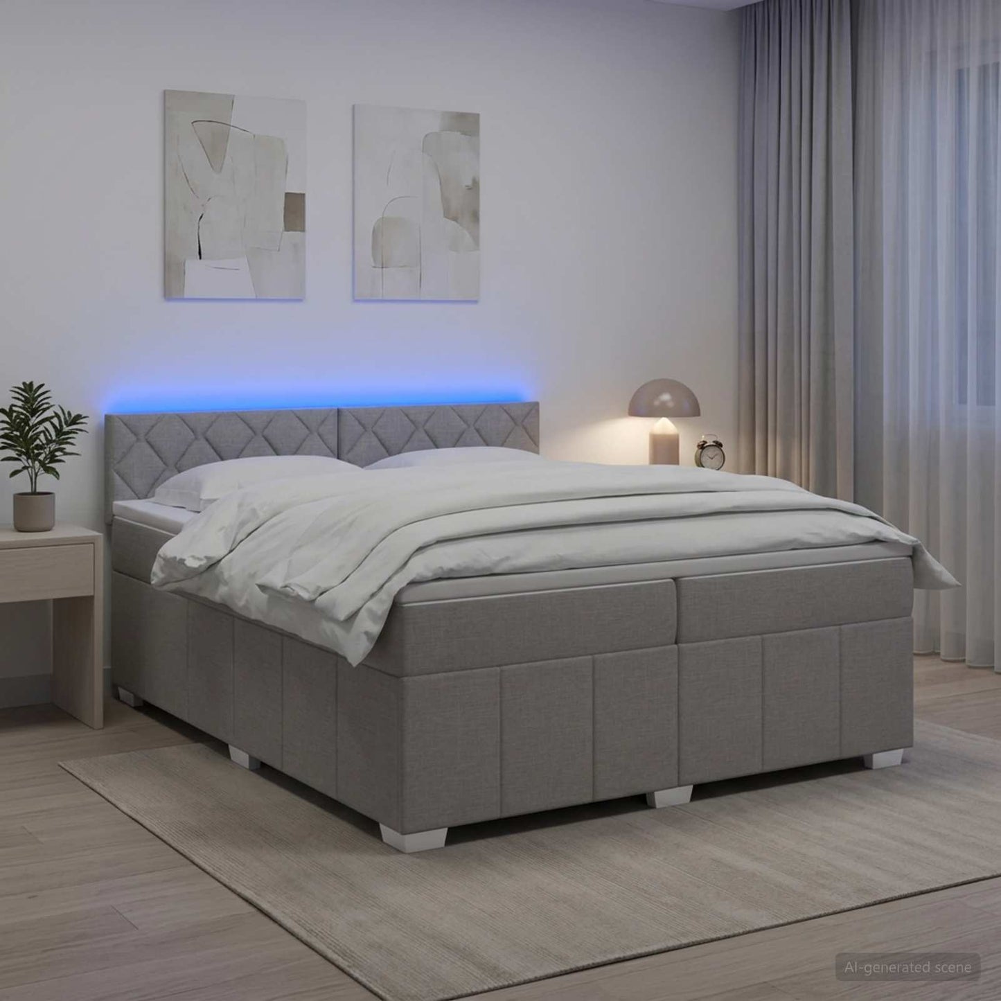 vidaXL Κρεβάτι box spring με στρώμα Ανοιχτό γκρι 200 x 200 cm Ύφασμα