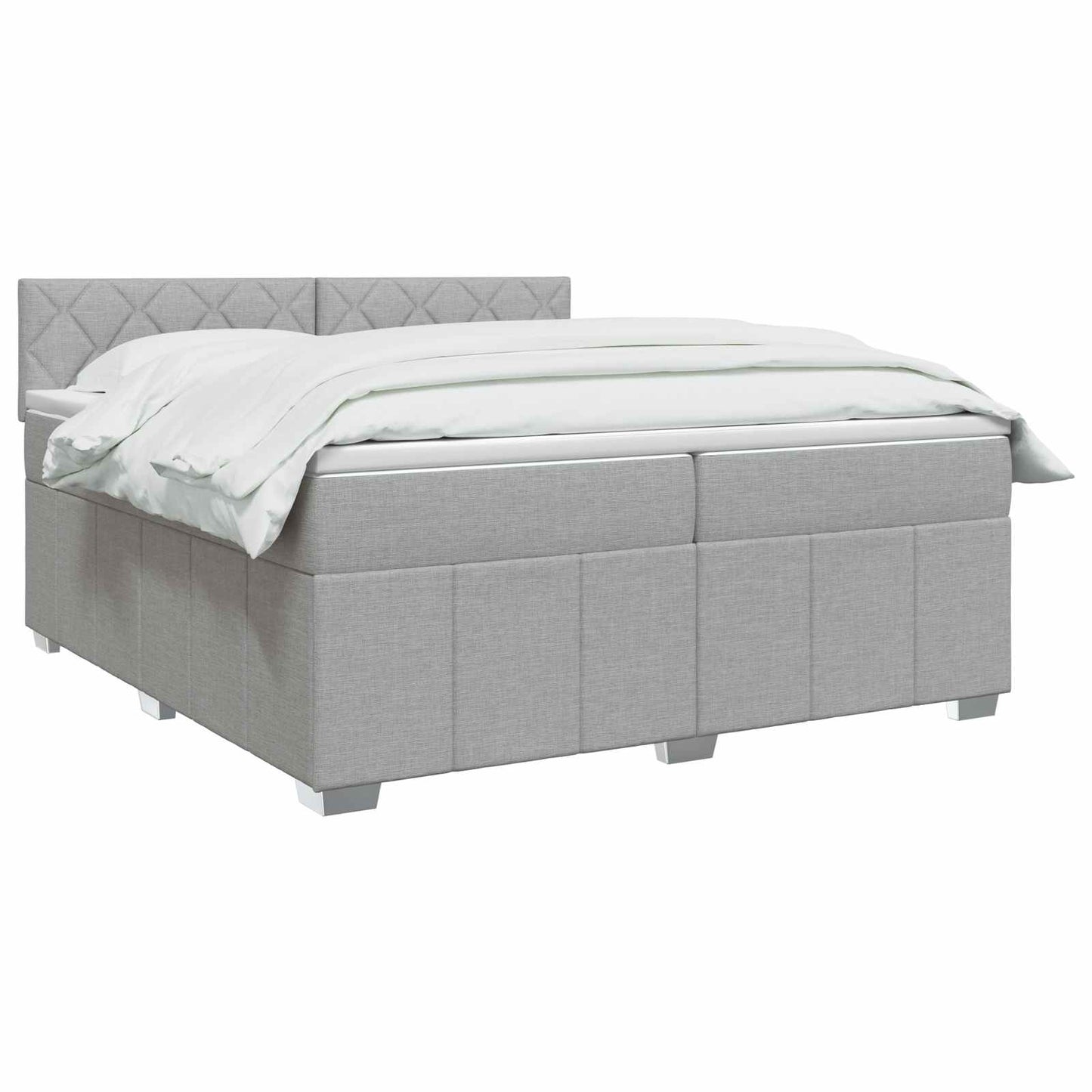 vidaXL Κρεβάτι box spring με στρώμα Ανοιχτό γκρι 200 x 200 cm Ύφασμα