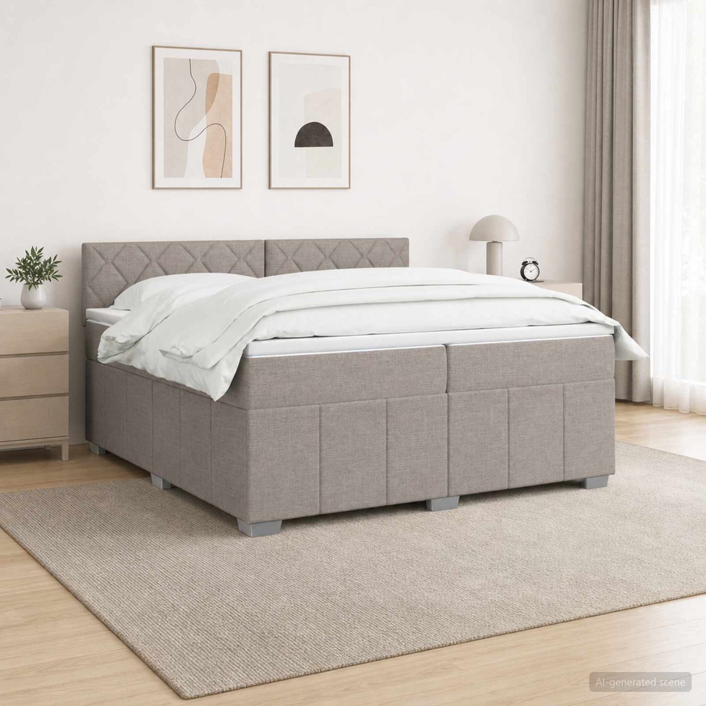 vidaXL Κρεβάτι box spring με στρώμα Taupe 200 x 200 cm Ύφασμα