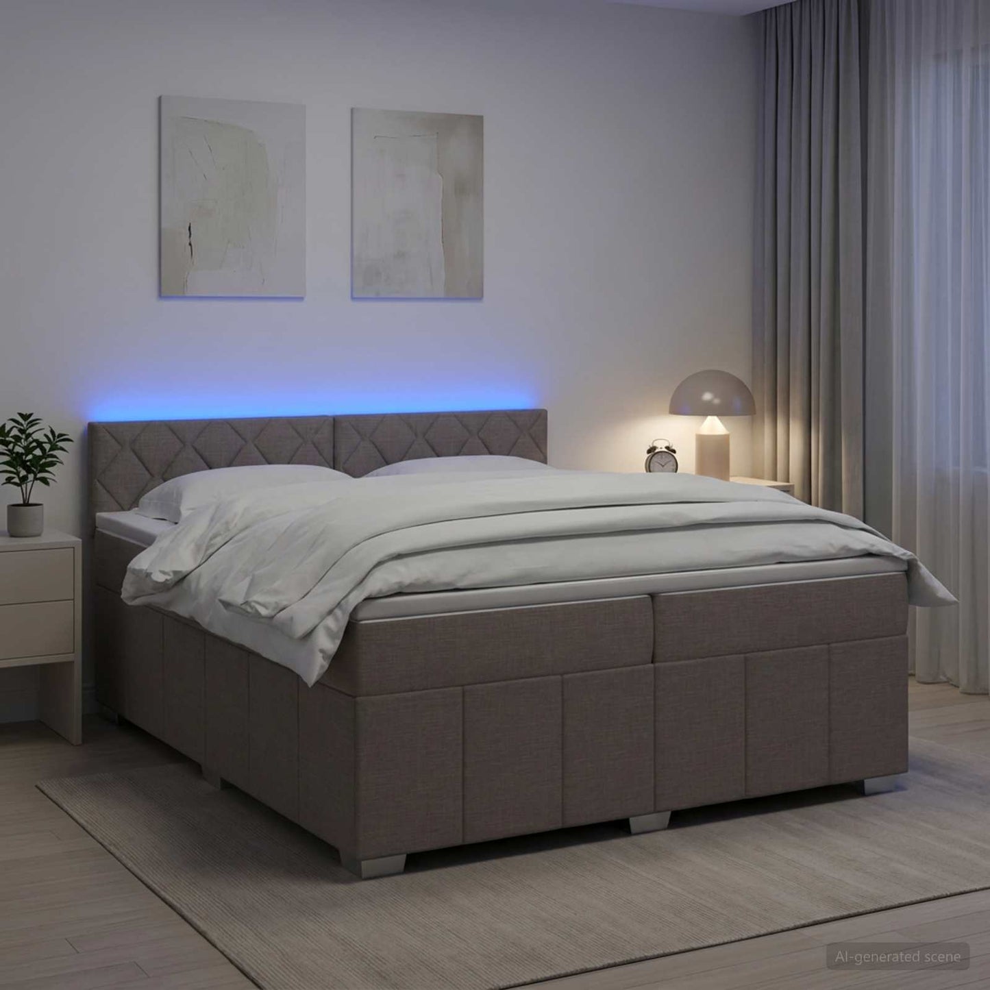 vidaXL Κρεβάτι box spring με στρώμα Taupe 200 x 200 cm Ύφασμα