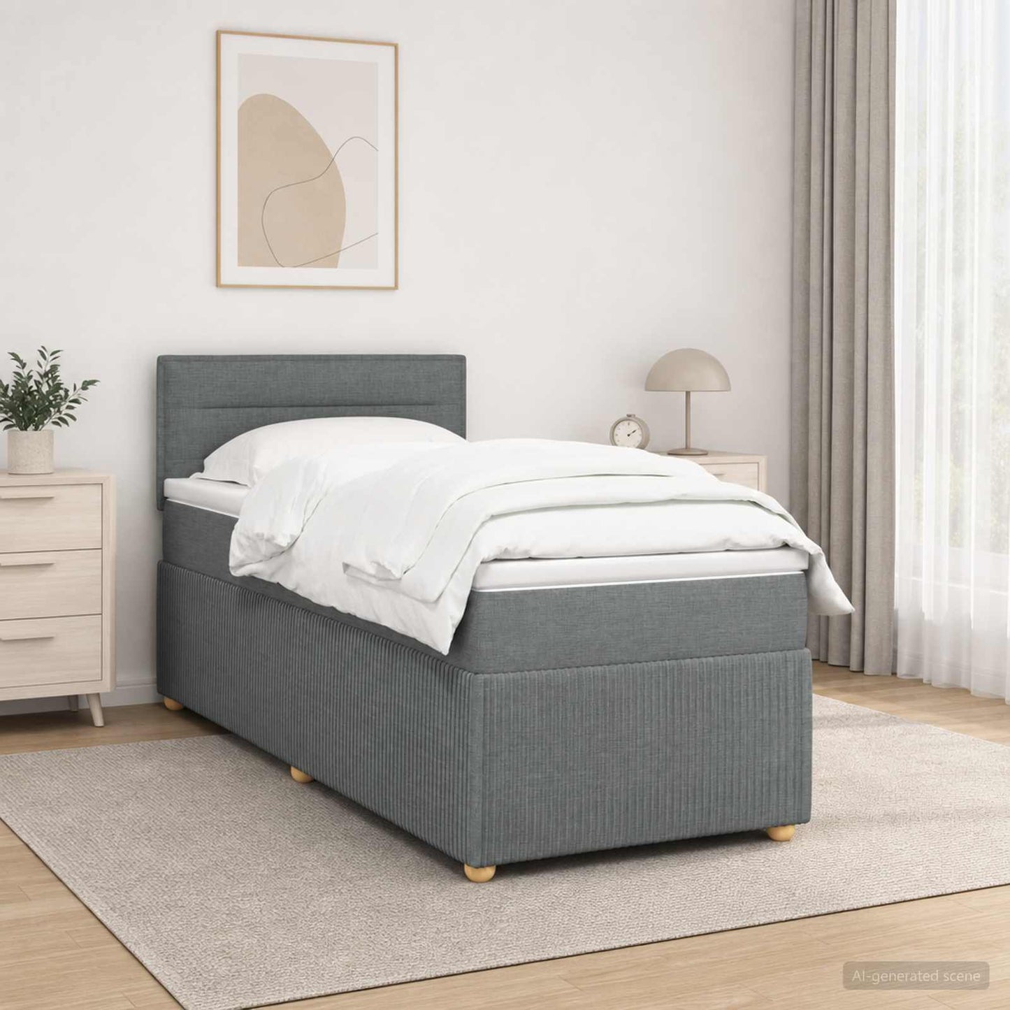vidaXL Κρεβάτι Box Spring με Στρώμα και LED Σκούρο Γκρι 90 x 190 cm