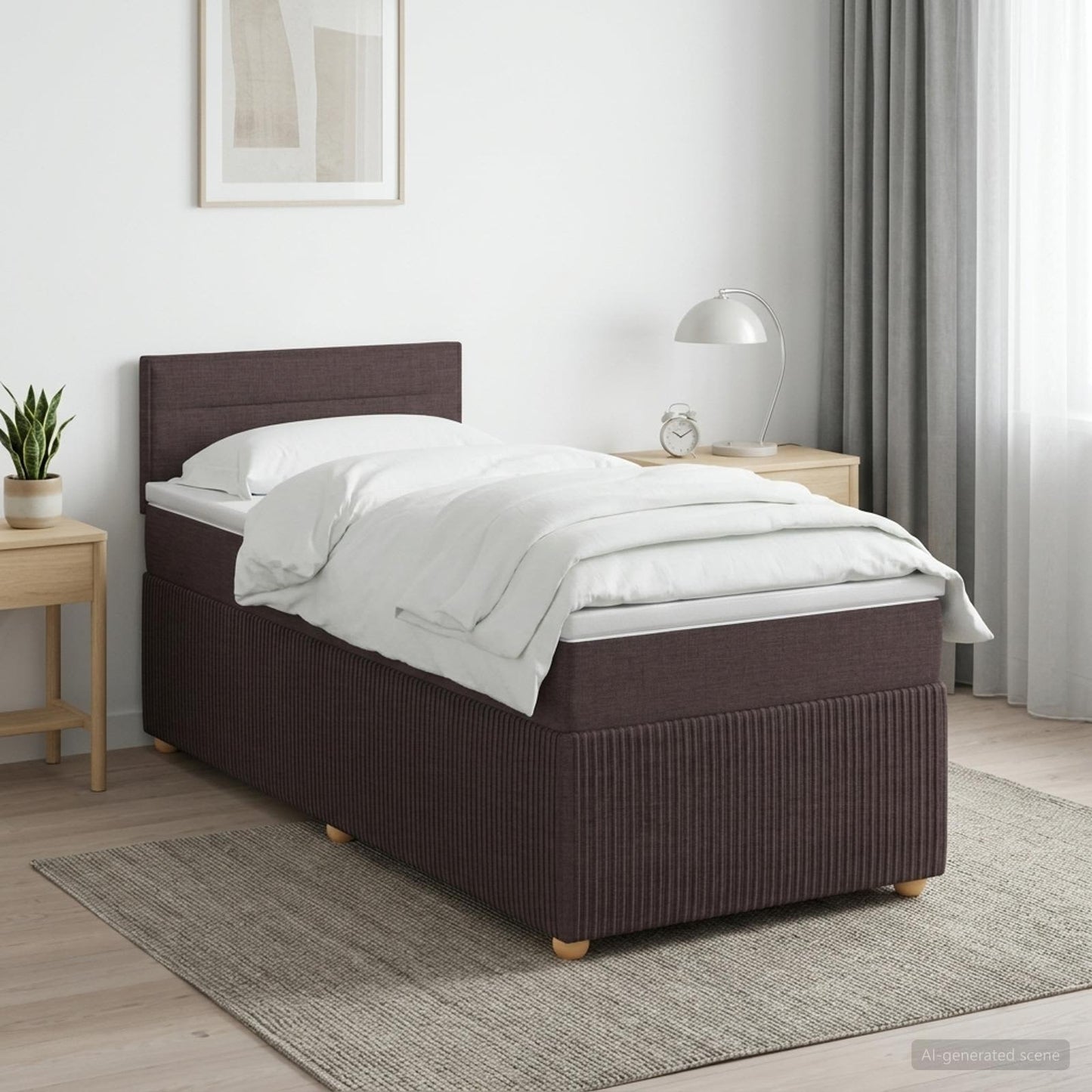 vidaXL Κρεβάτι box spring με στρώμα Σκούρο Καφέ 90 x 200 cm Ύφασμα