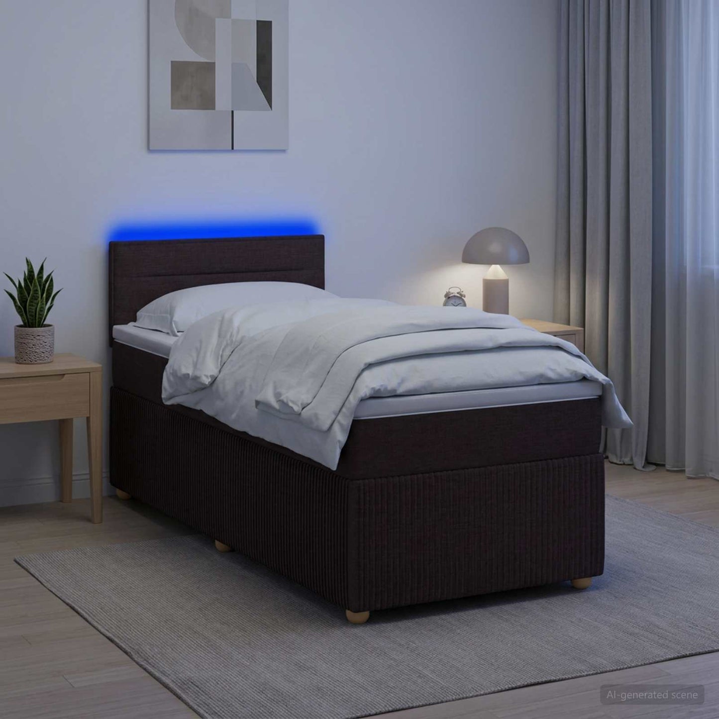 vidaXL Κρεβάτι box spring με στρώμα Σκούρο Καφέ 90 x 200 cm Ύφασμα