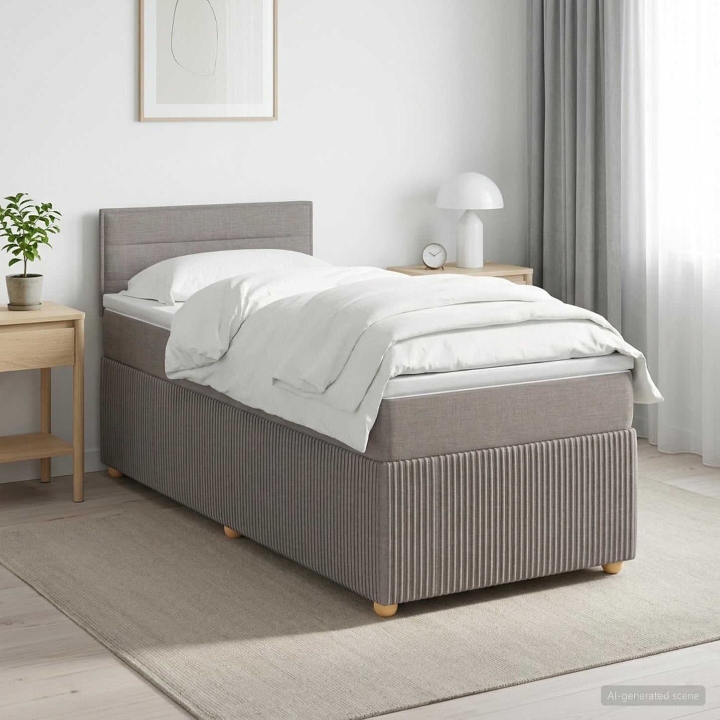 vidaXL Κρεβάτι box spring με στρώμα Taupe 90 x 190 cm Ύφασμα
