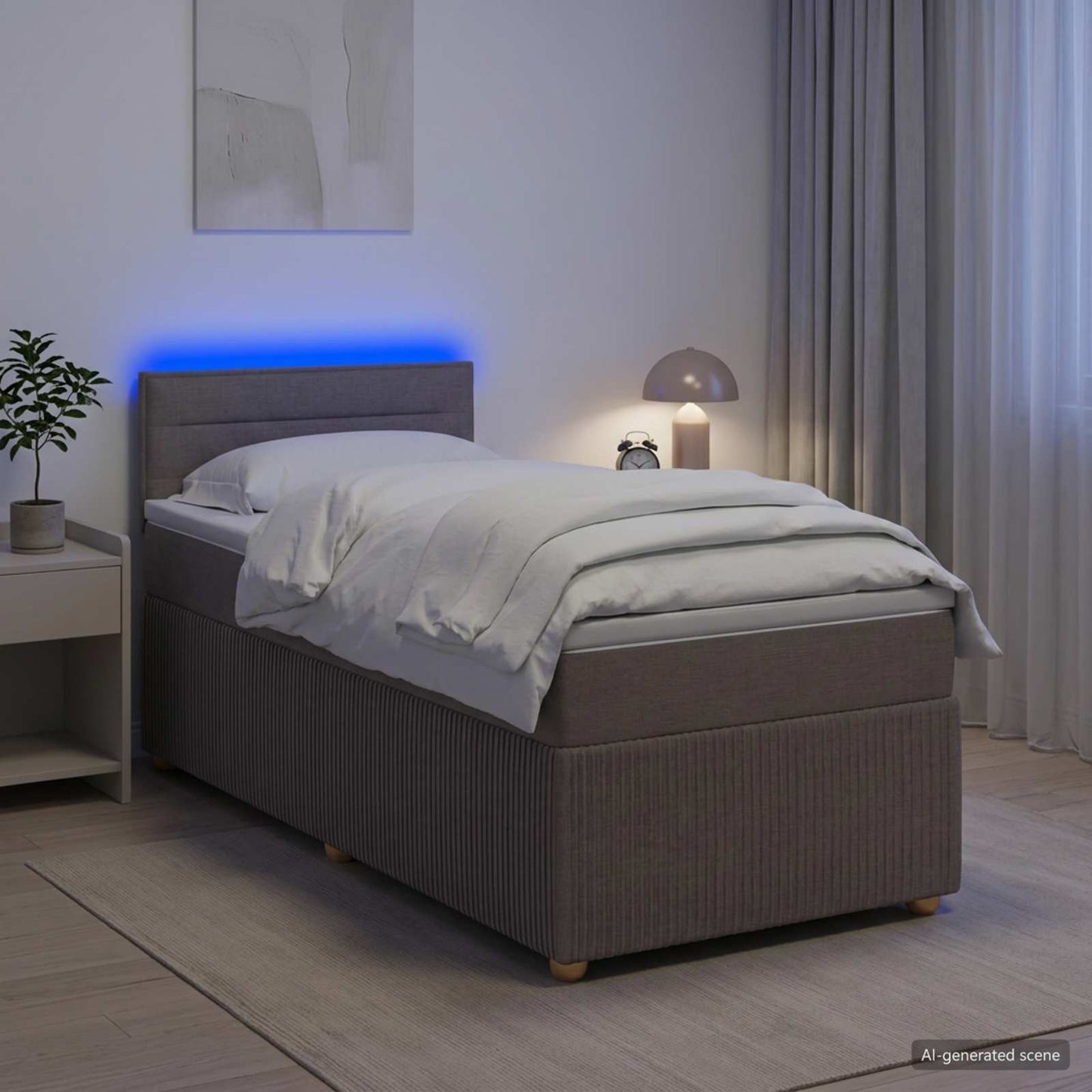 vidaXL Κρεβάτι box spring με στρώμα Taupe 100 x 200 cm Ύφασμα