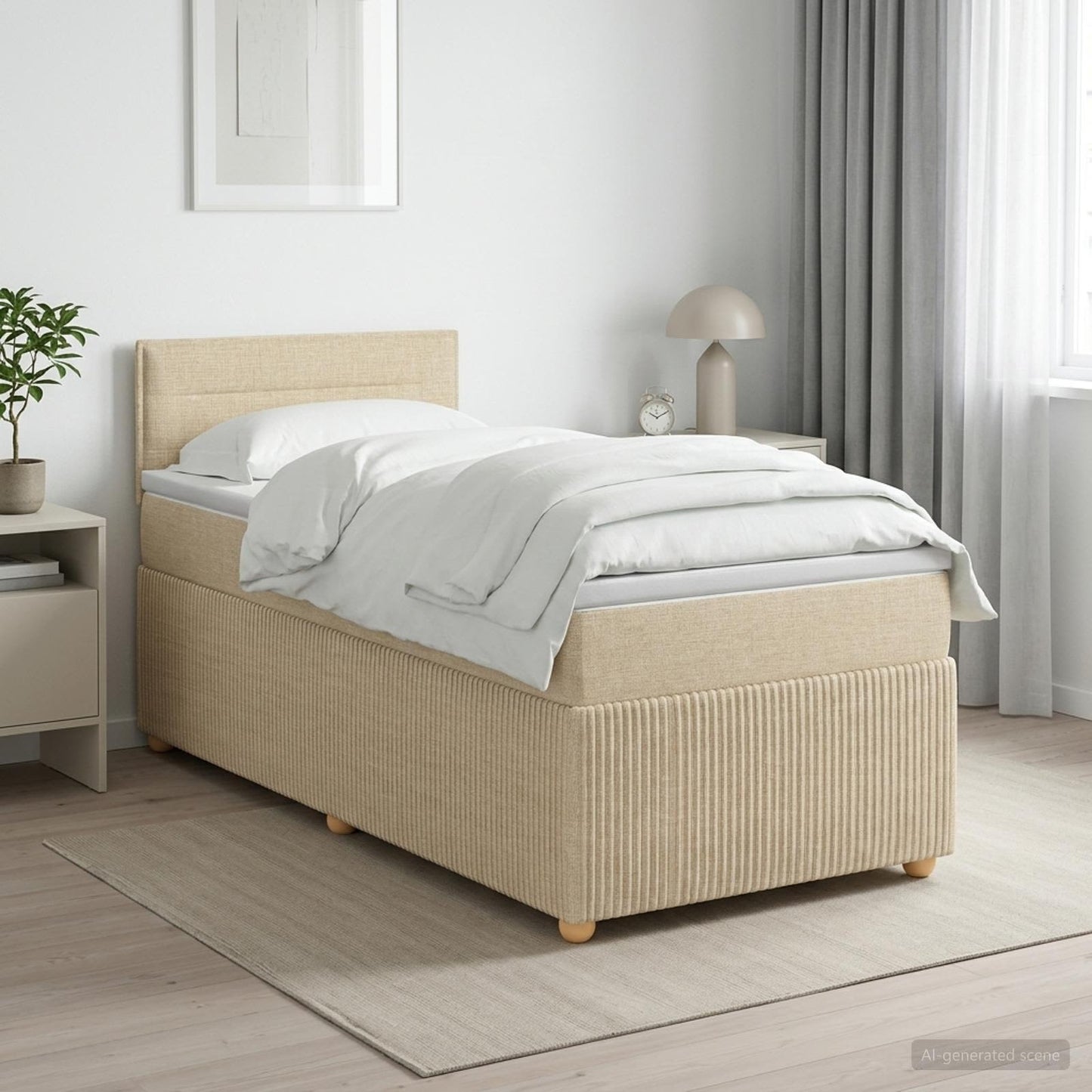 vidaXL Κρεβάτι box spring με στρώμα Κρεμ 80 x 200 cm Ύφασμα