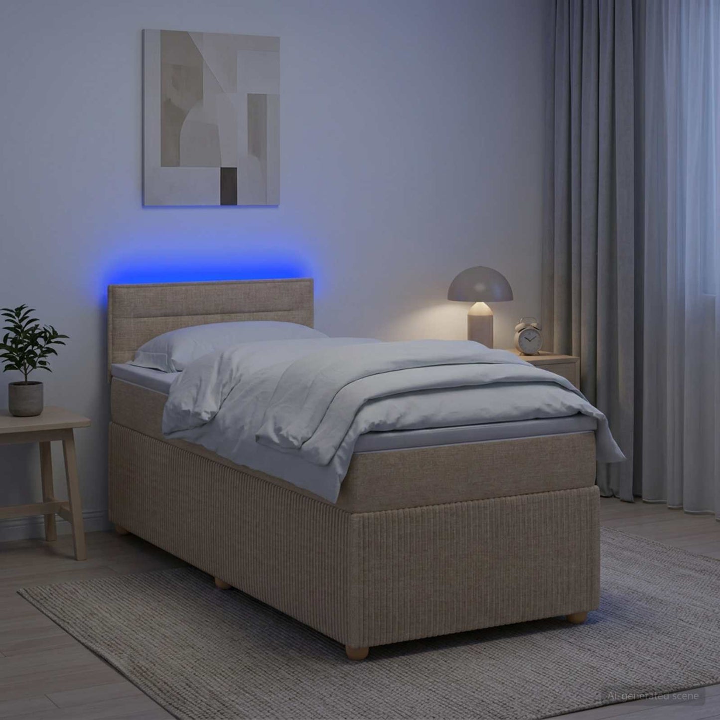 vidaXL Κρεβάτι box spring με στρώμα Κρεμ 90 x 200 cm Ύφασμα