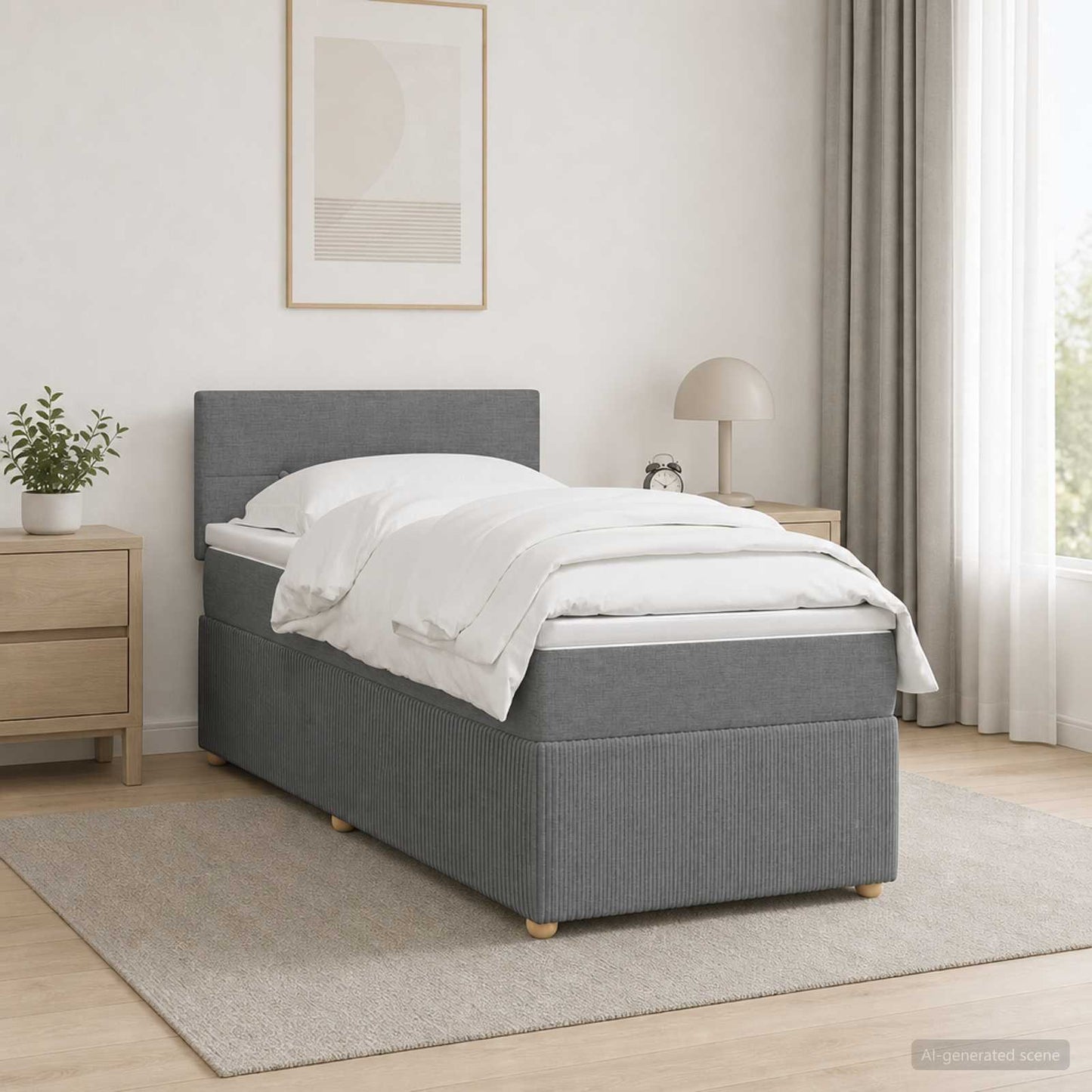 vidaXL Κρεβάτι box spring με στρώμα Σκούρο Γκρι 90 x 200 cm Ύφασμα