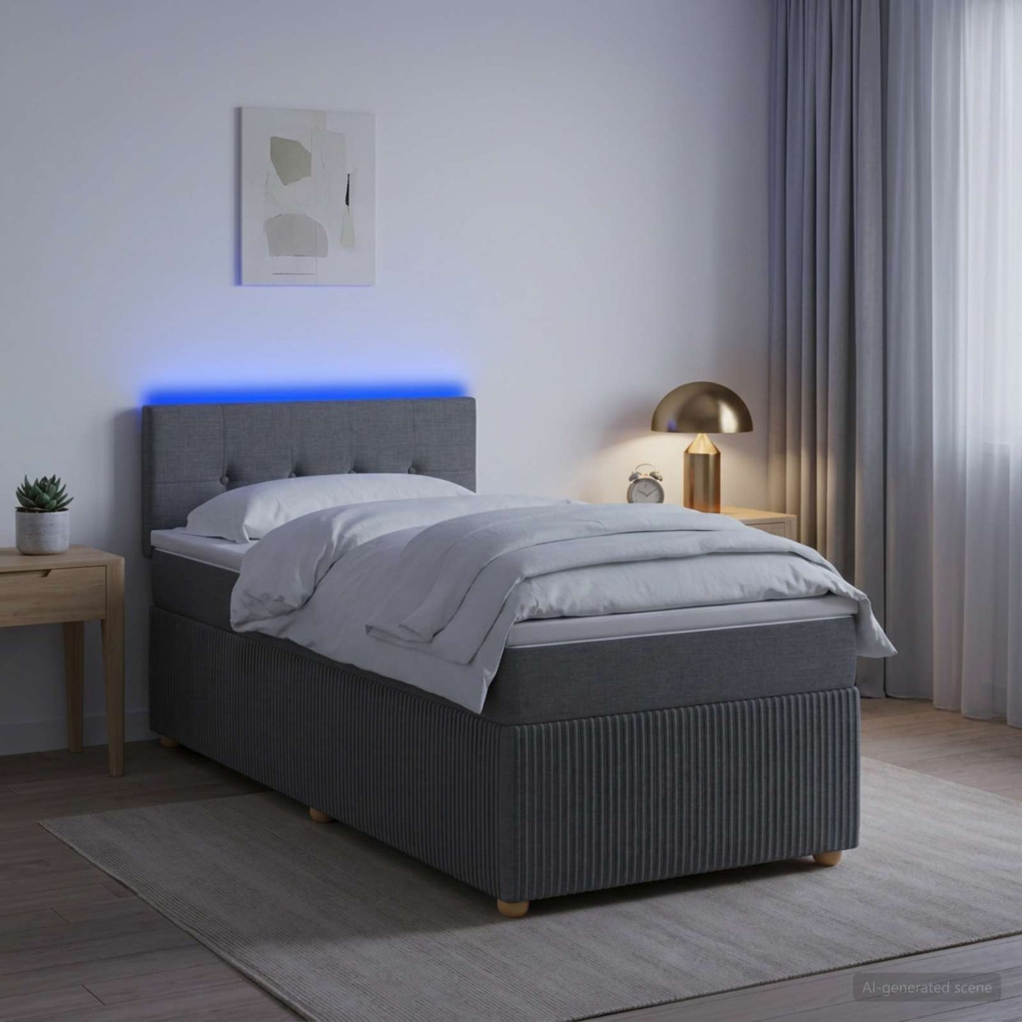 vidaXL Κρεβάτι box spring με στρώμα Σκούρο Γκρι 90 x 200 cm Ύφασμα