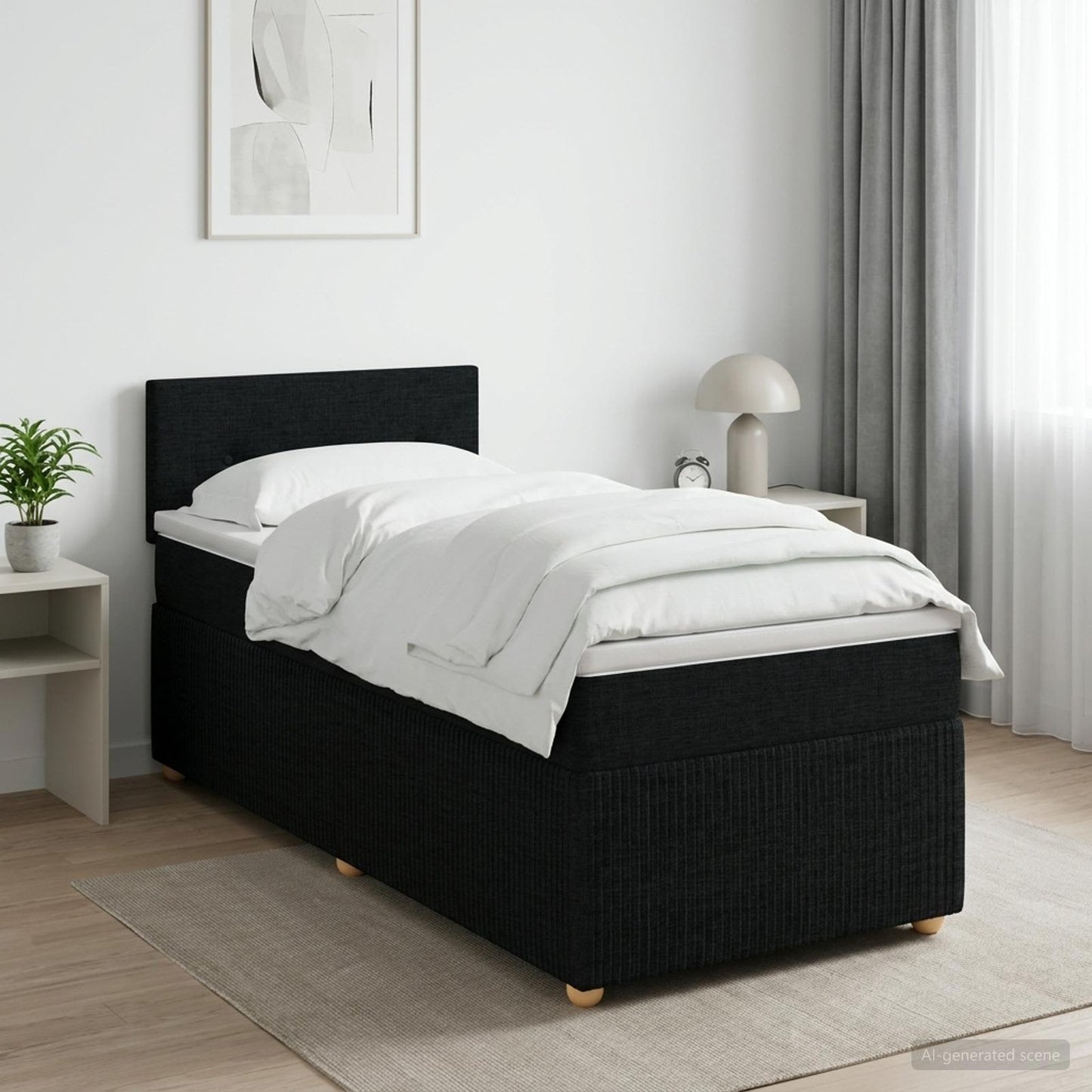 vidaXL Κρεβάτι box spring με στρώμα Μαύρο 100 x 200 cm Ύφασμα