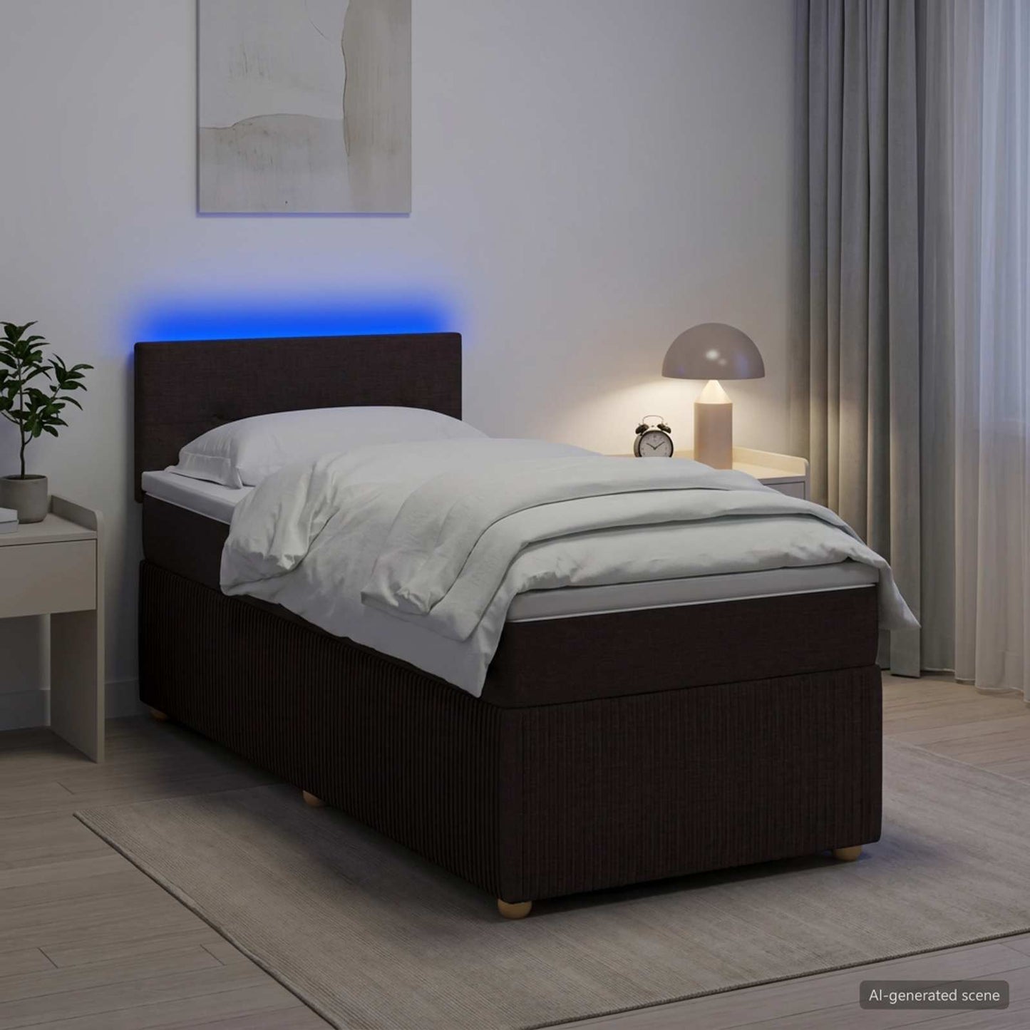 vidaXL Κρεβάτι box spring με στρώμα Σκούρο Καφέ 100 x 200 cm Ύφασμα