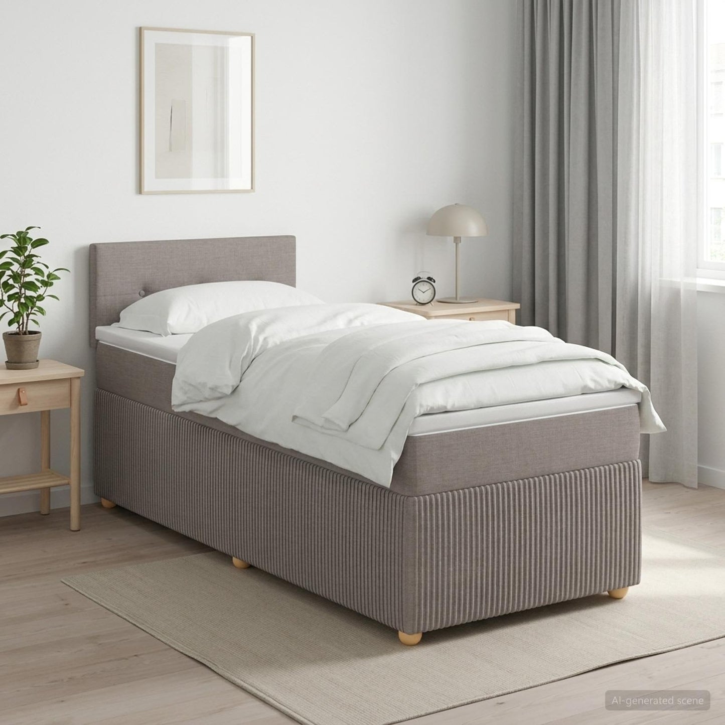 vidaXL Κρεβάτι box spring με στρώμα Taupe 90 x 190 cm Ύφασμα