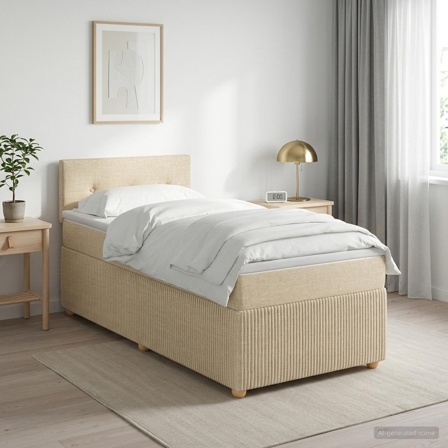 vidaXL Κρεβάτι box spring με στρώμα Κρεμ 80 x 200 cm Ύφασμα