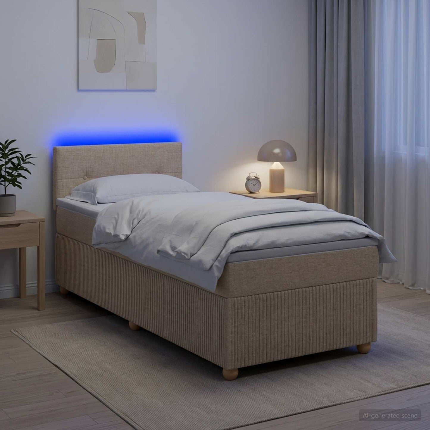 vidaXL Κρεβάτι box spring με στρώμα Κρεμ 80 x 200 cm Ύφασμα