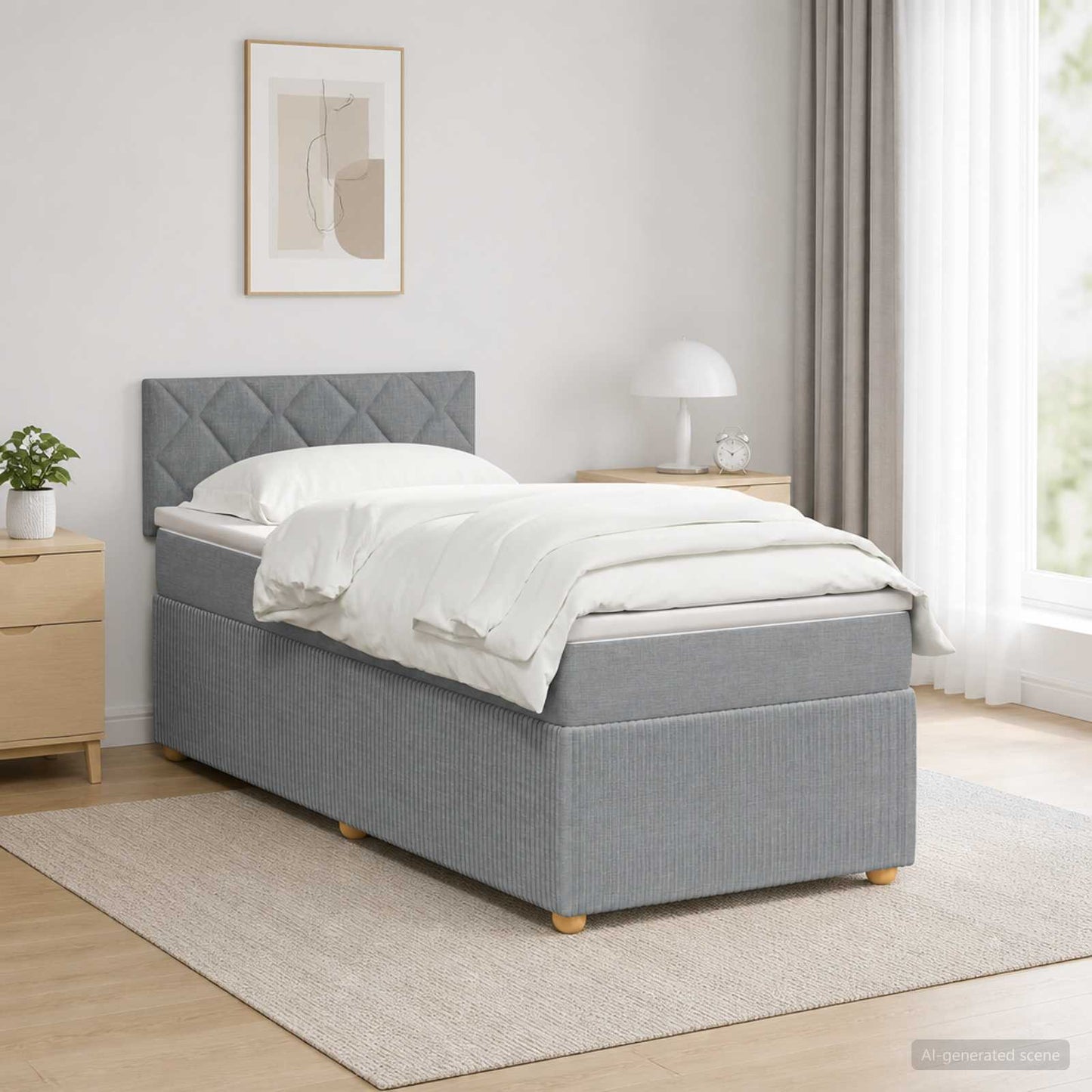 vidaXL Κρεβάτι box spring με στρώμα Ανοιχτό γκρι 90 x 190 cm Ύφασμα
