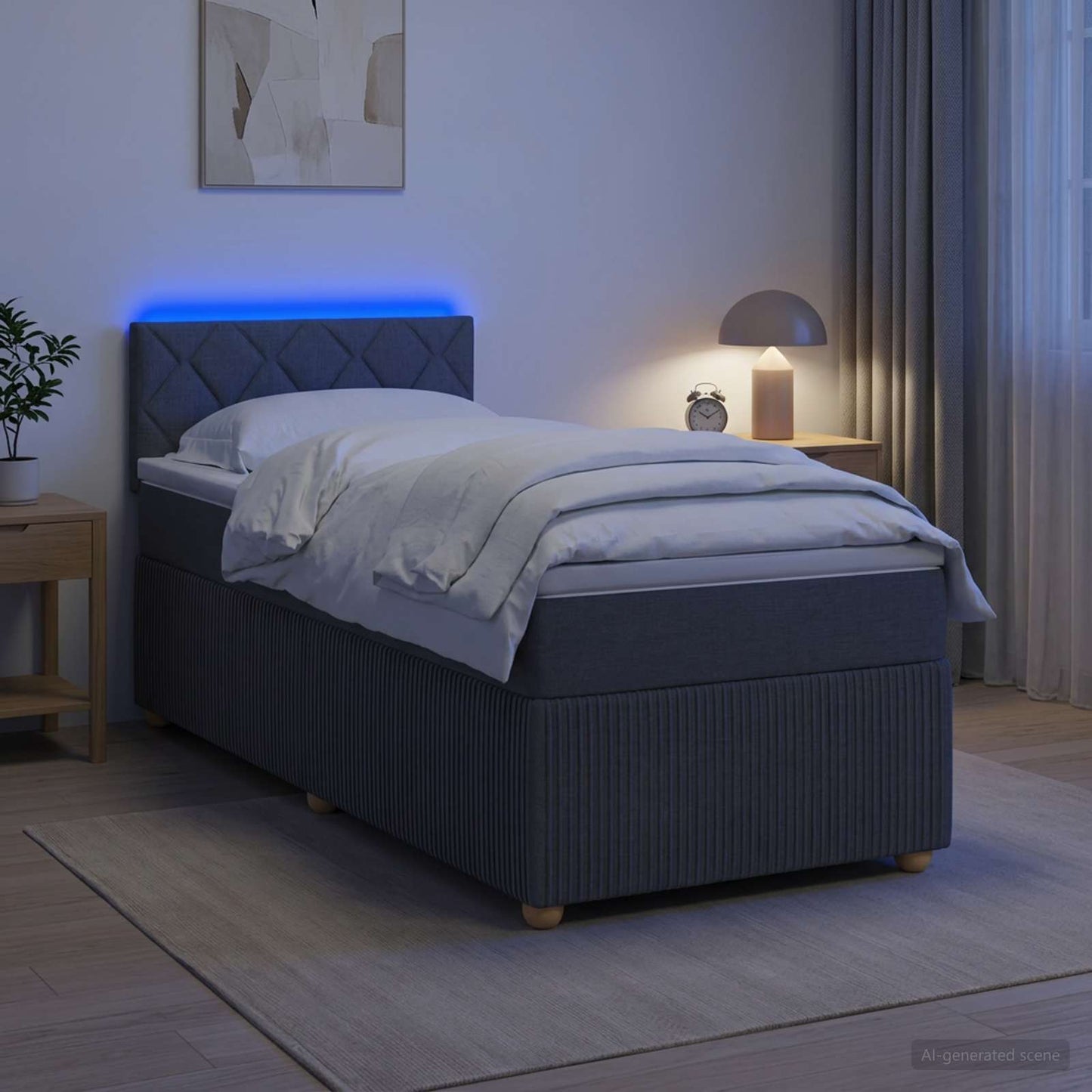 vidaXL Κρεβάτι box spring με στρώμα Σκούρο Γκρι 100 x 200 cm Ύφασμα