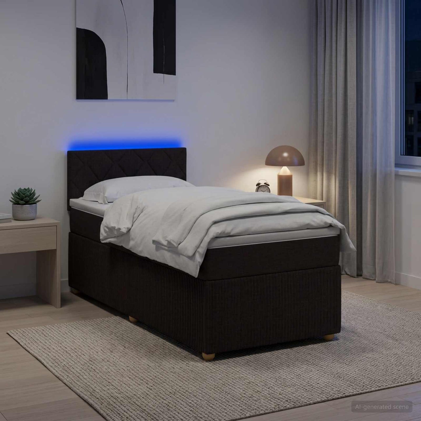 vidaXL Κρεβάτι box spring με στρώμα Σκούρο Καφέ 90 x 200 cm Ύφασμα