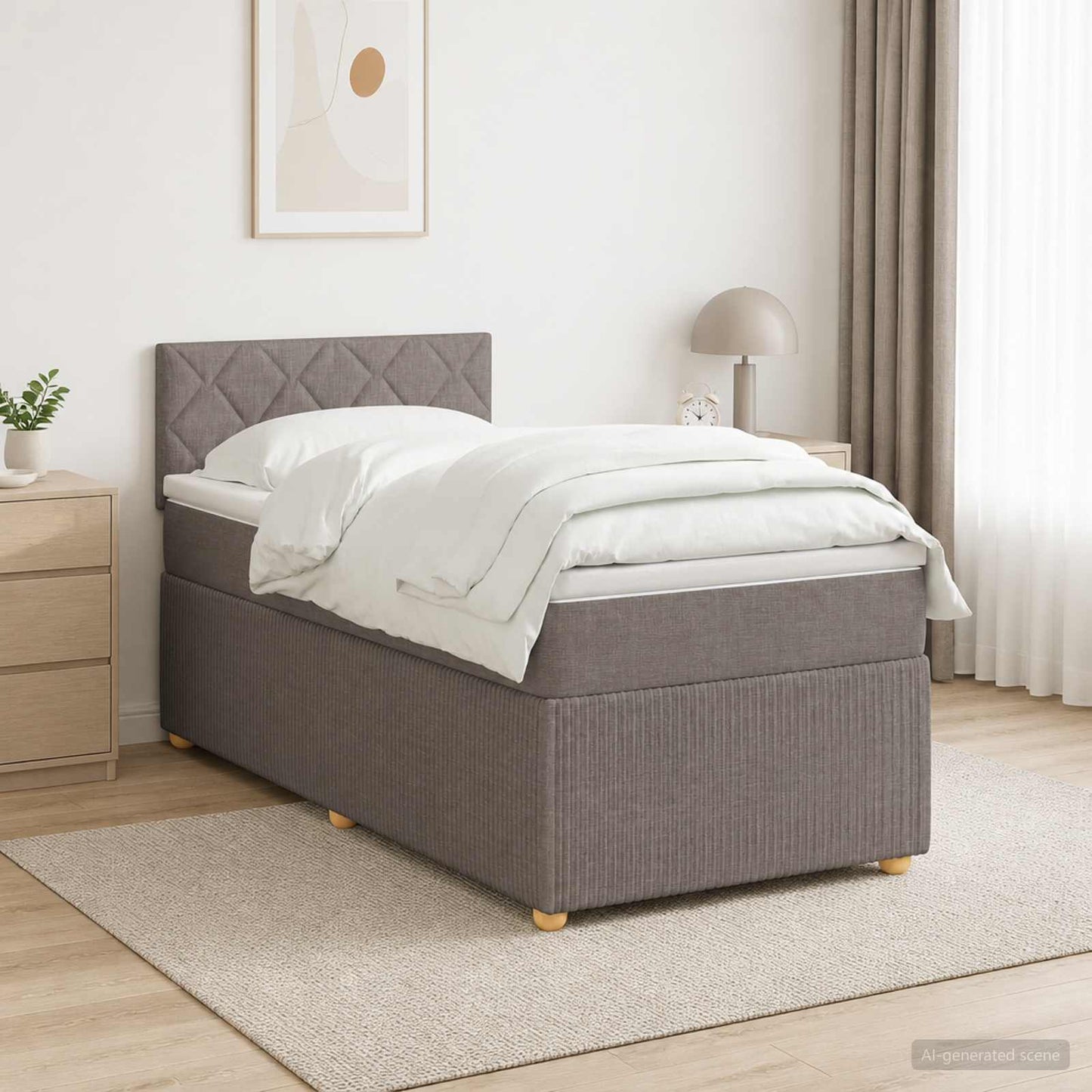 vidaXL Κρεβάτι box spring με στρώμα Taupe 90 x 190 cm Ύφασμα