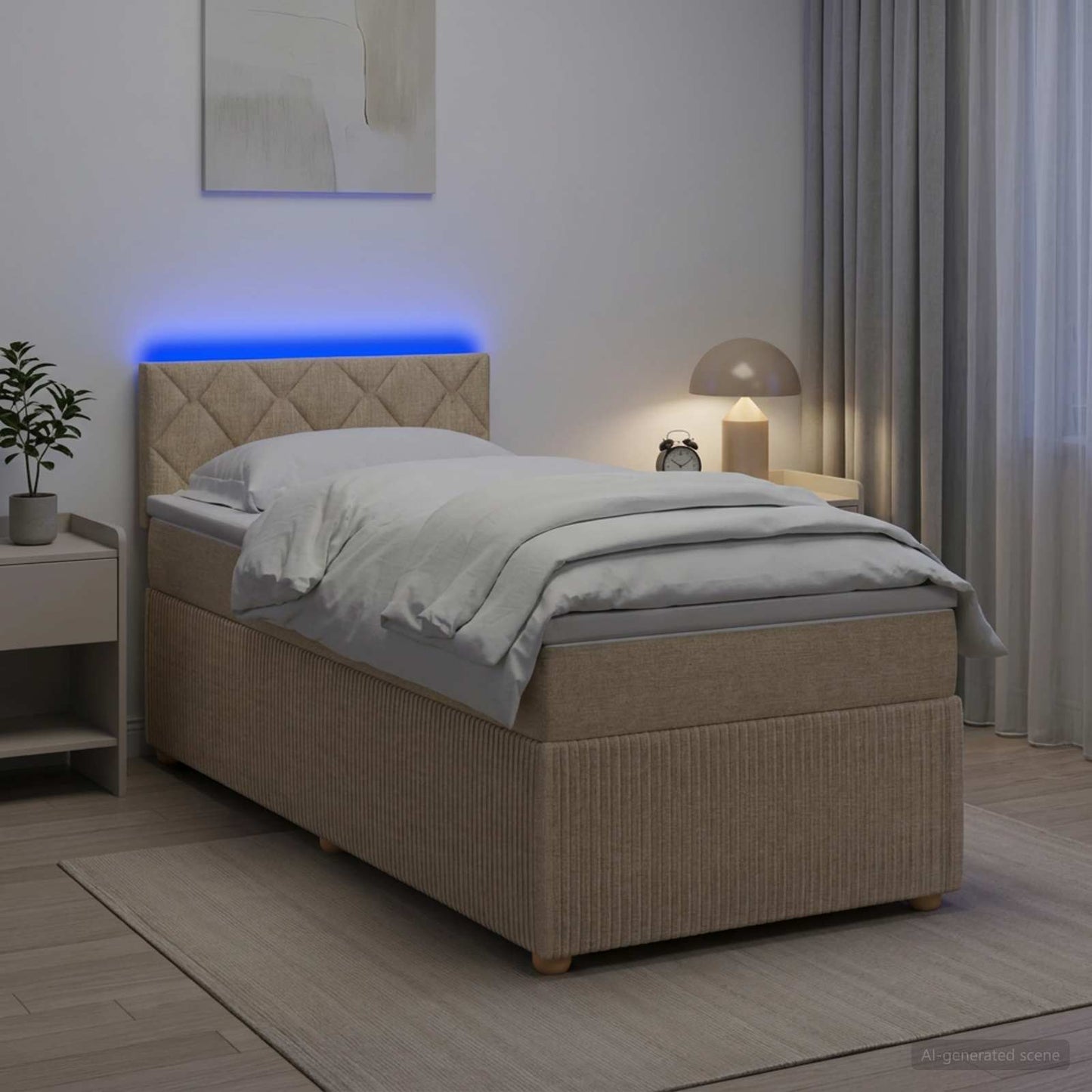 vidaXL Κρεβάτι box spring με στρώμα Κρεμ 90 x 200 cm Ύφασμα