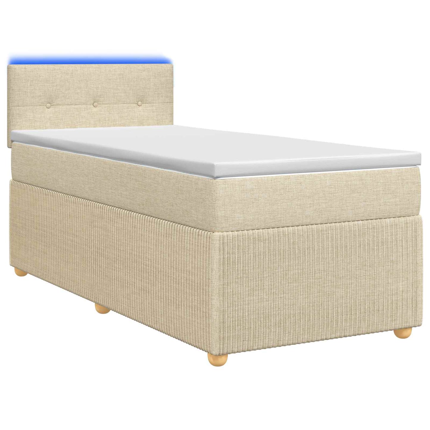 vidaXL Κρεβάτι box spring με στρώμα Κρεμ 90 x 190 cm Ύφασμα