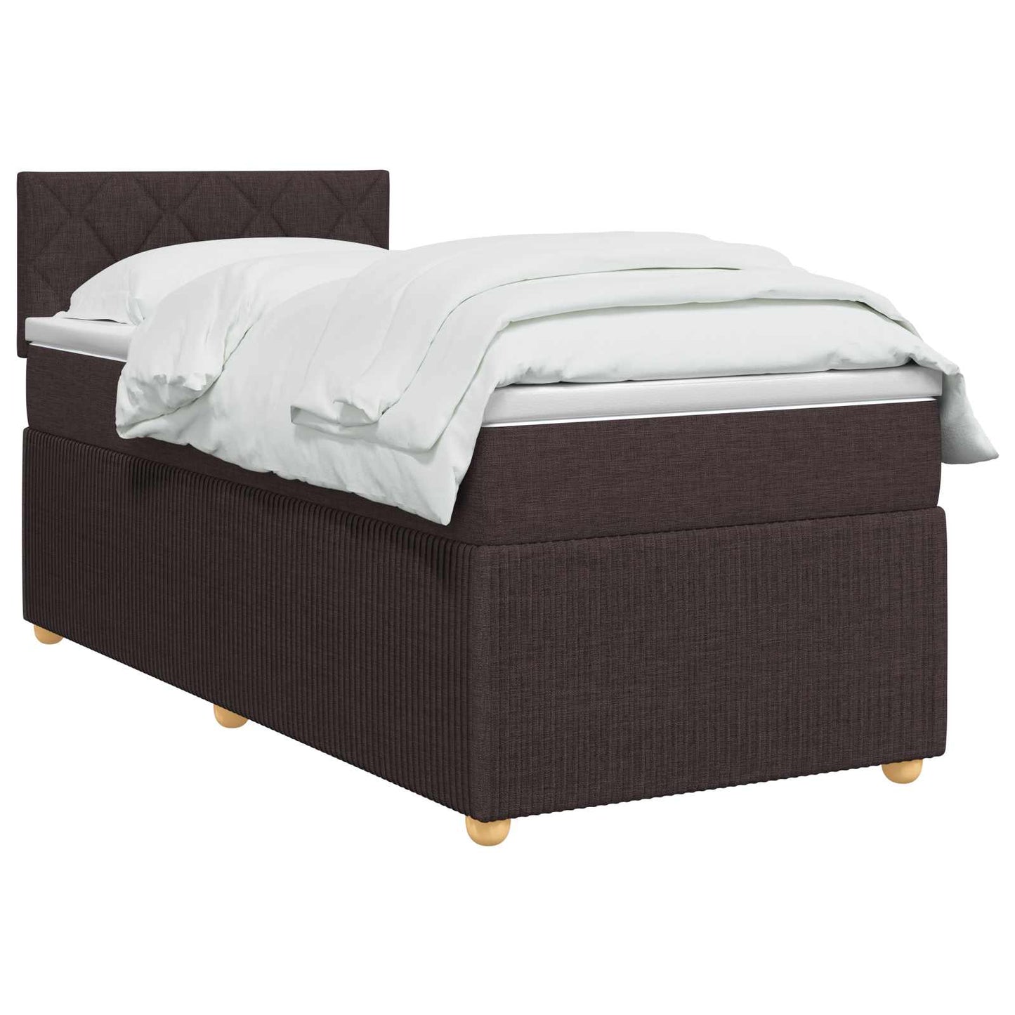 vidaXL Κρεβάτι box spring με στρώμα Σκούρο Καφέ 90 x 190 cm Ύφασμα