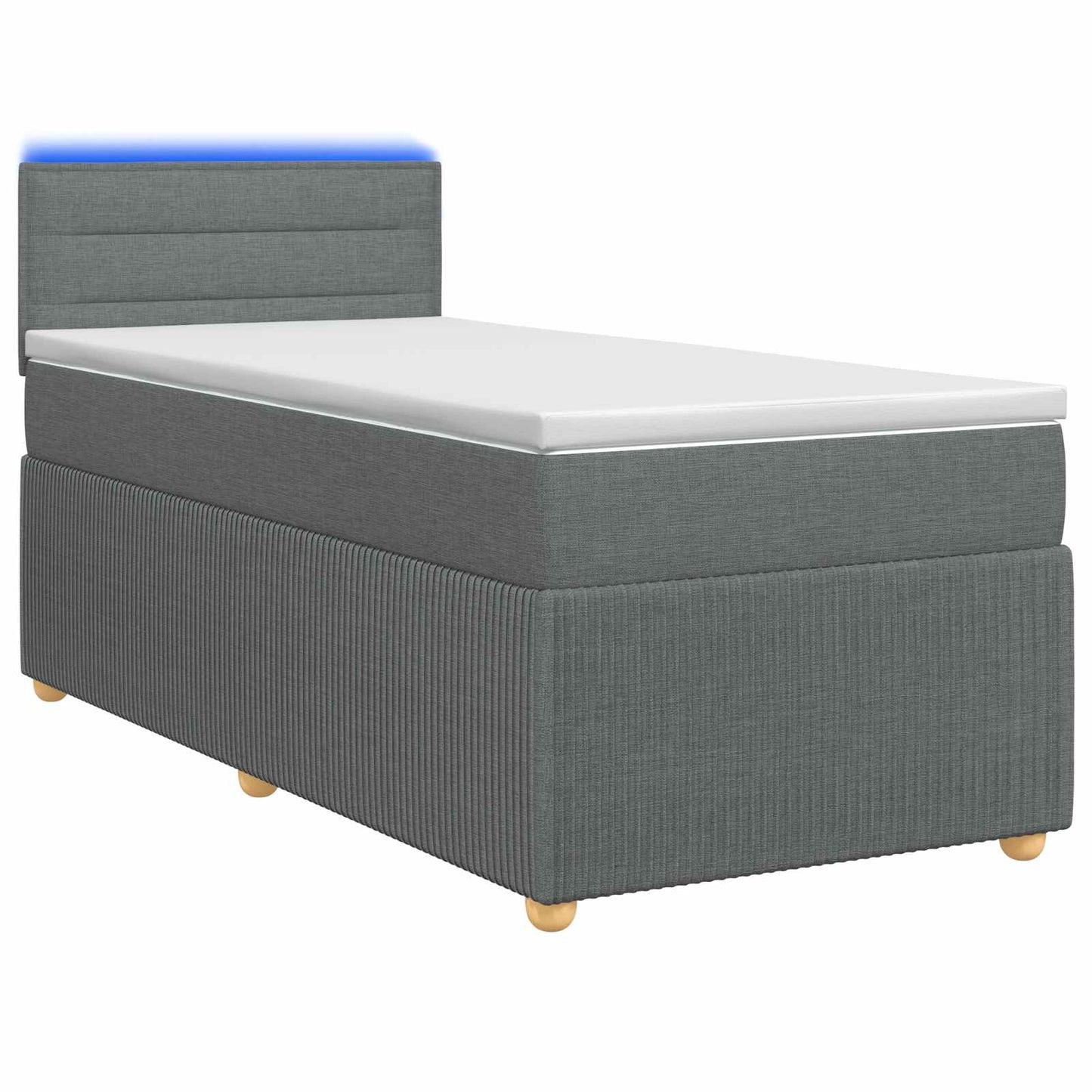 vidaXL Κρεβάτι box spring με στρώμα Σκούρο Γκρι 90 x 200 cm Ύφασμα