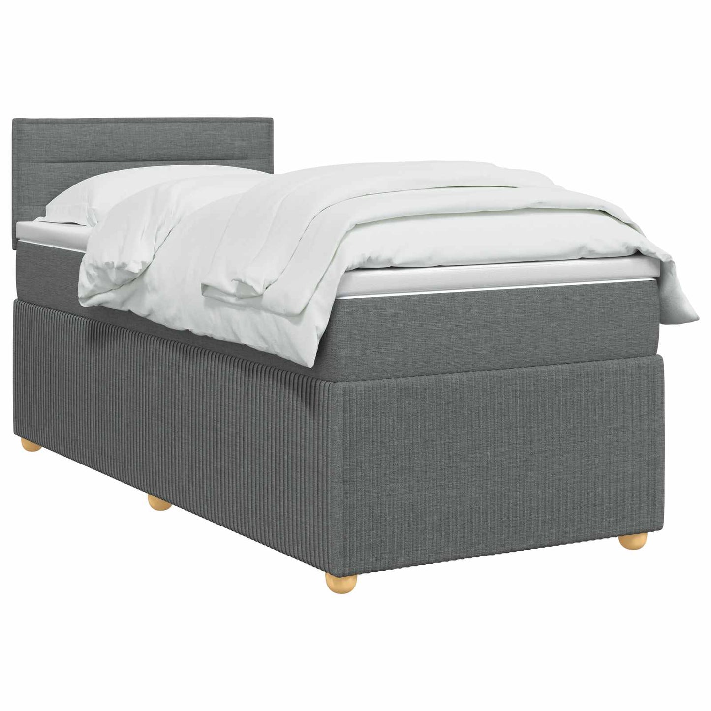vidaXL Κρεβάτι box spring με στρώμα Σκούρο Γκρι 90 x 200 cm Ύφασμα