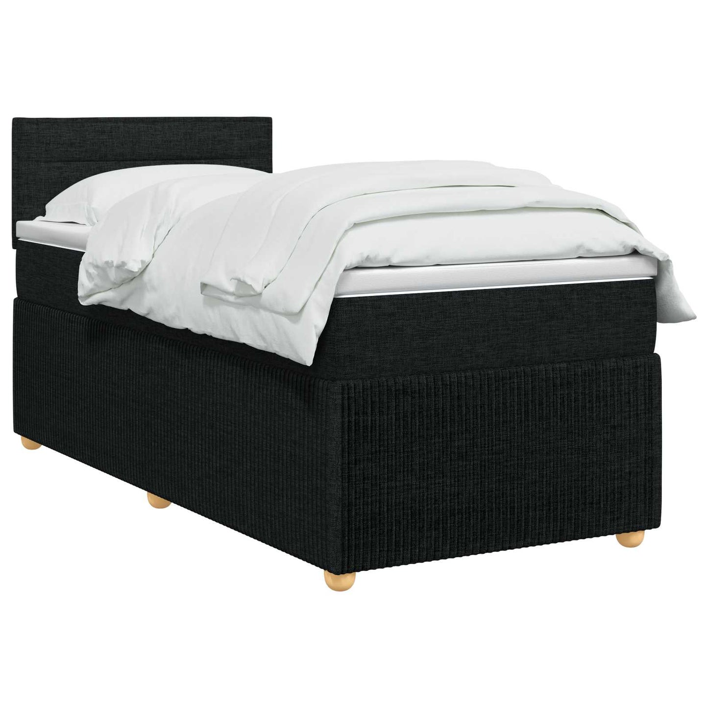 vidaXL Κρεβάτι box spring με στρώμα Μαύρο 90 x 200 cm Ύφασμα