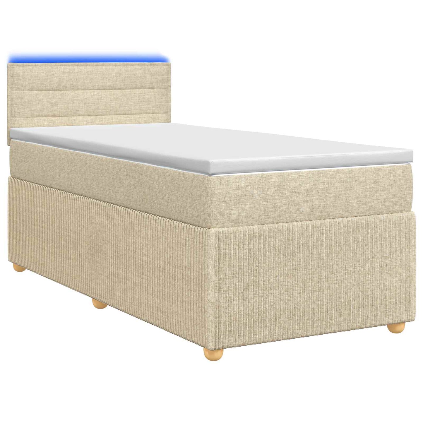 vidaXL Κρεβάτι box spring με στρώμα Κρεμ 90 x 200 cm Ύφασμα