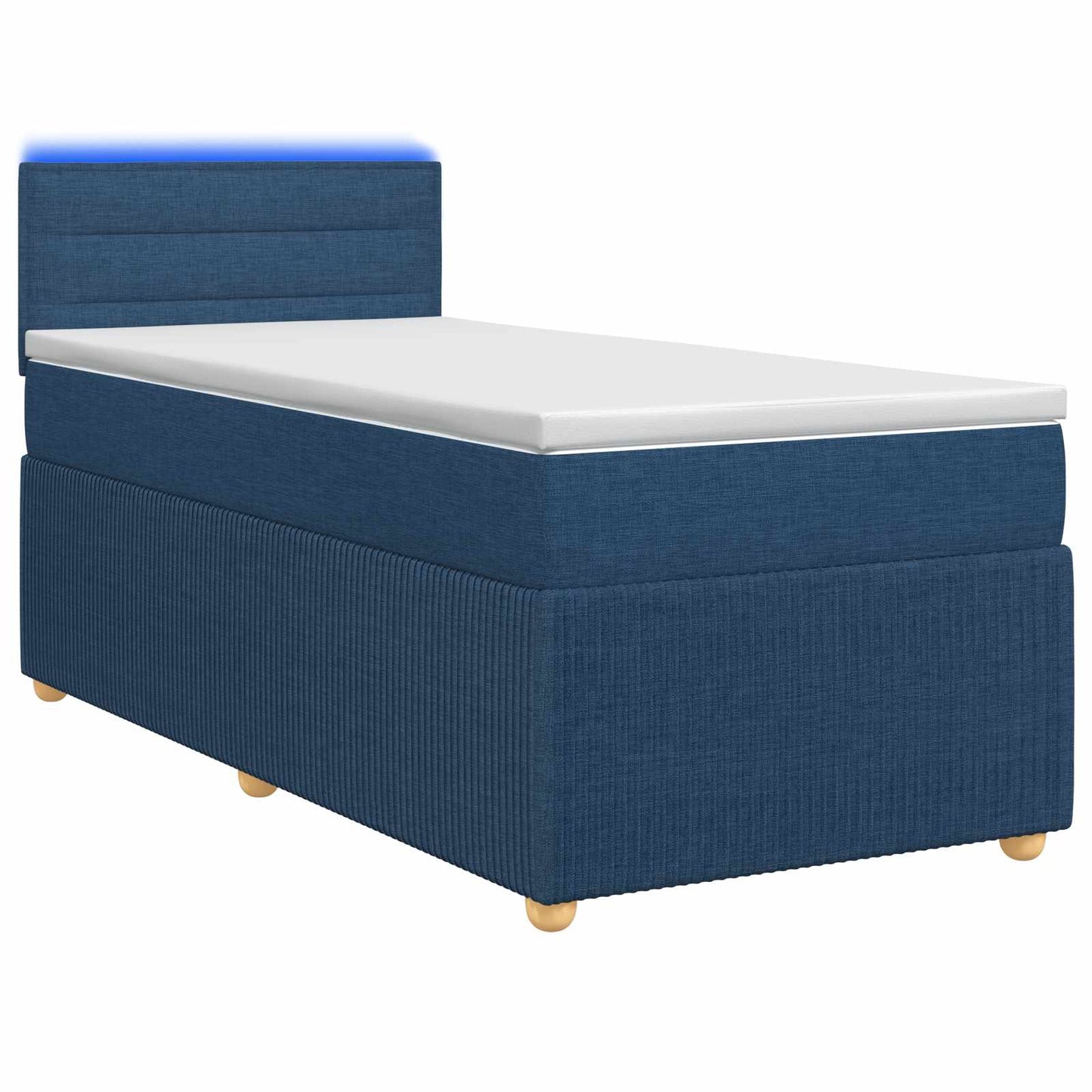 vidaXL Κρεβάτι box spring με στρώμα Μπλε 90 x 200 cm Ύφασμα