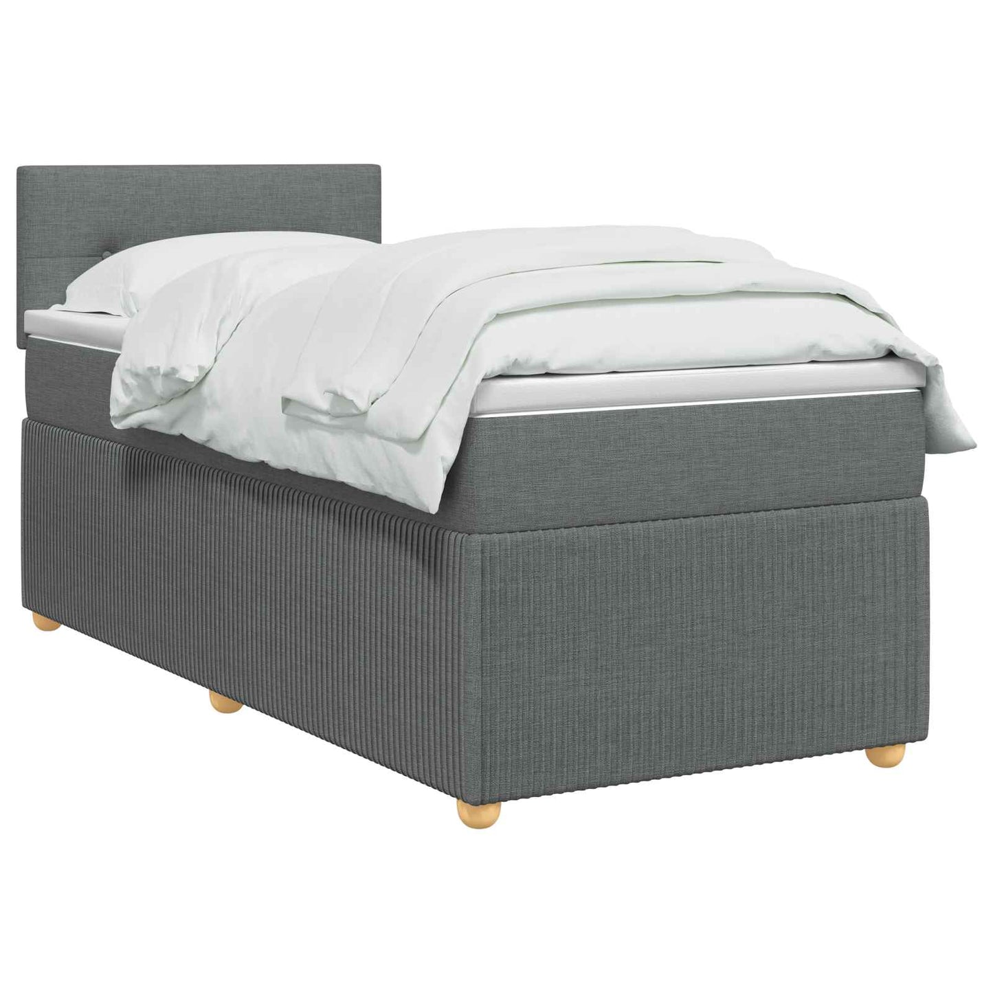 vidaXL Κρεβάτι box spring με στρώμα Σκούρο Γκρι 90 x 200 cm Ύφασμα