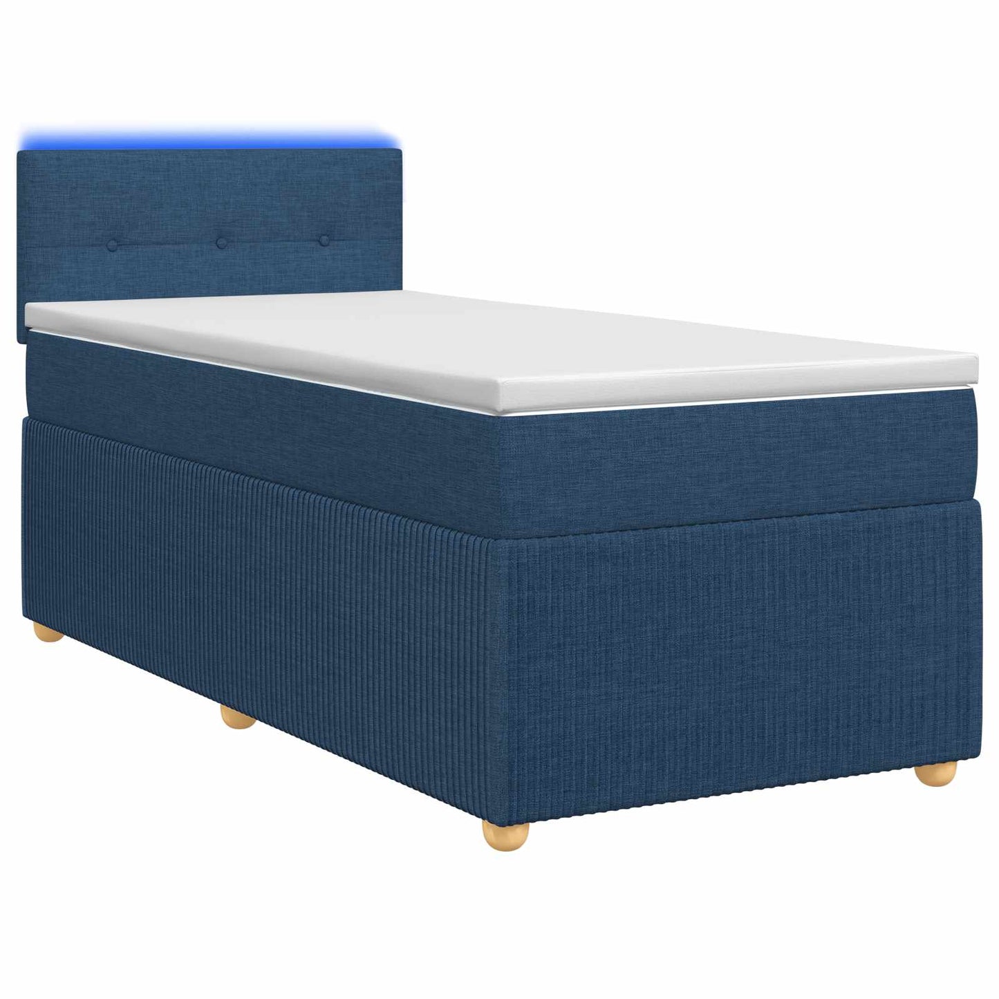 vidaXL Κρεβάτι box spring με στρώμα Μπλε 100 x 200 cm Ύφασμα