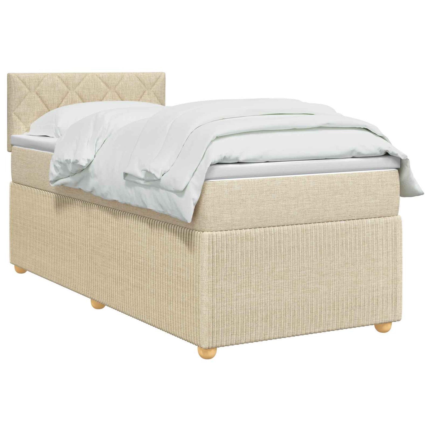 vidaXL Κρεβάτι box spring με στρώμα Κρεμ 100 x 200 cm Ύφασμα