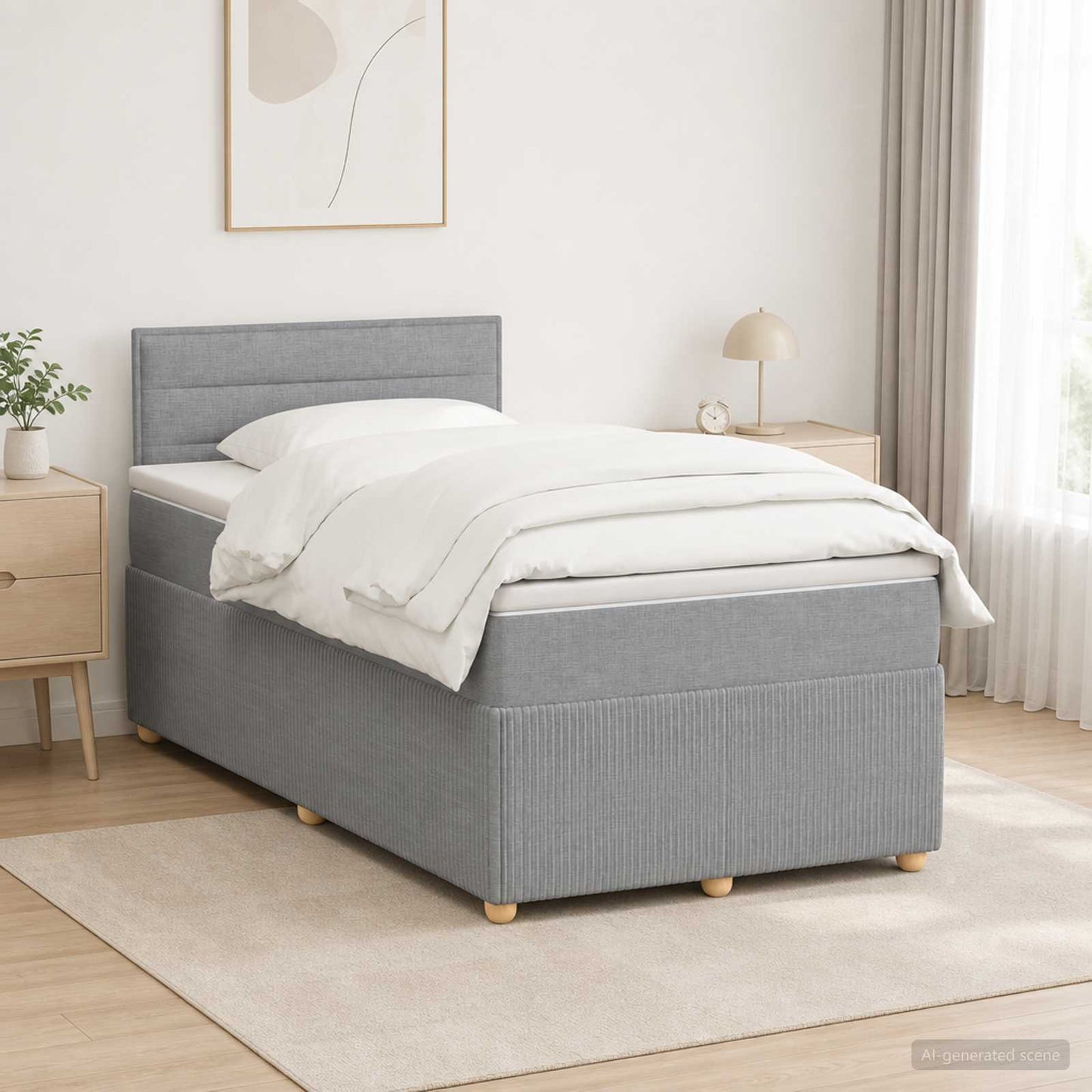 vidaXL Κρεβάτι box spring με στρώμα Ανοιχτό γκρι 120 x 200 cm Ύφασμα