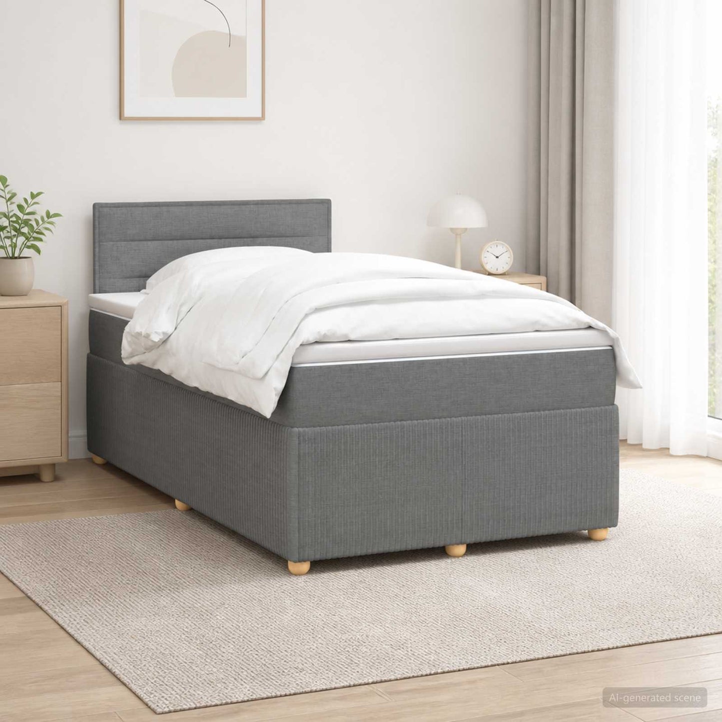 vidaXL Κρεβάτι box spring με στρώμα Σκούρο Γκρι 120 x 200 cm Ύφασμα