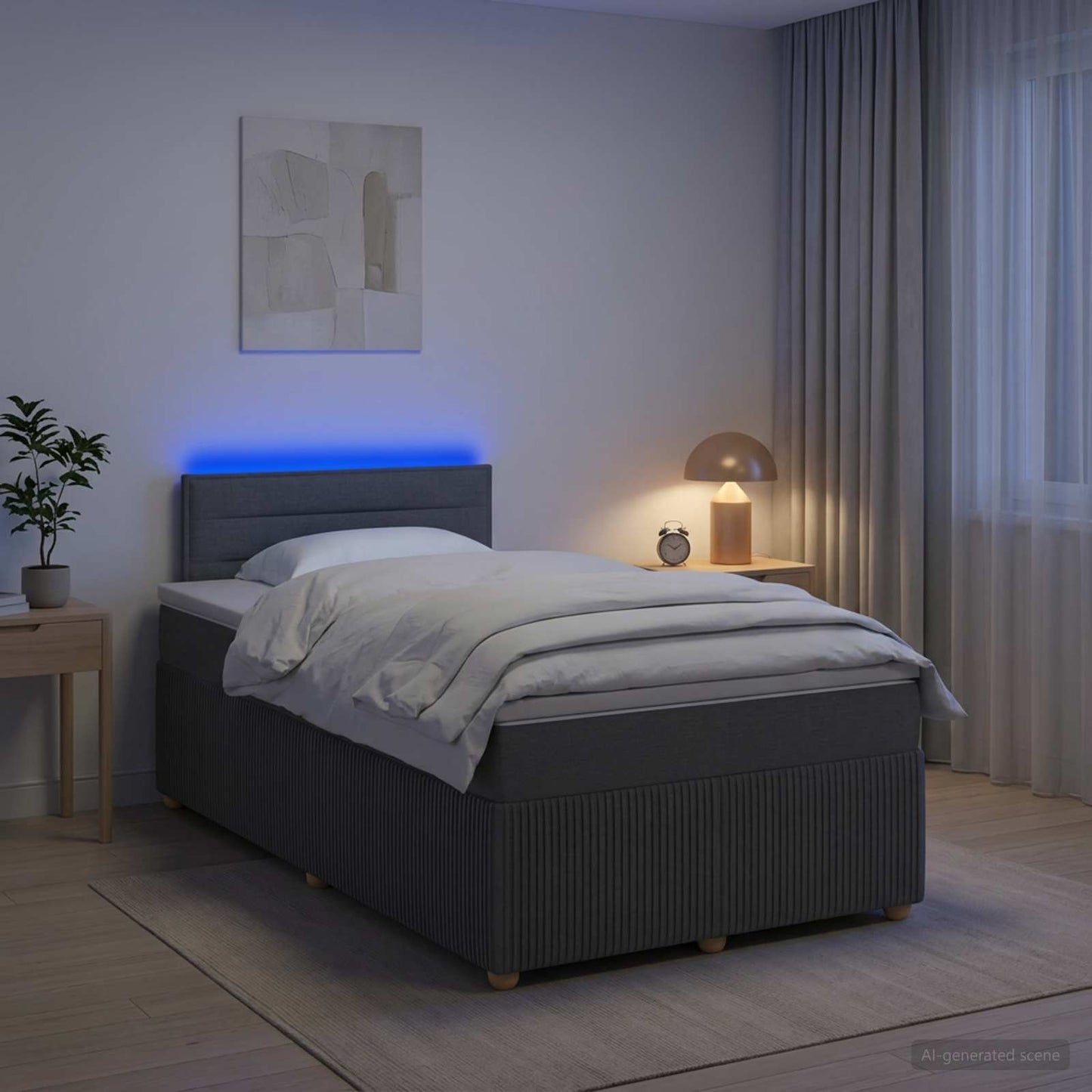 vidaXL Κρεβάτι box spring με στρώμα Σκούρο Γκρι 120 x 200 cm Ύφασμα