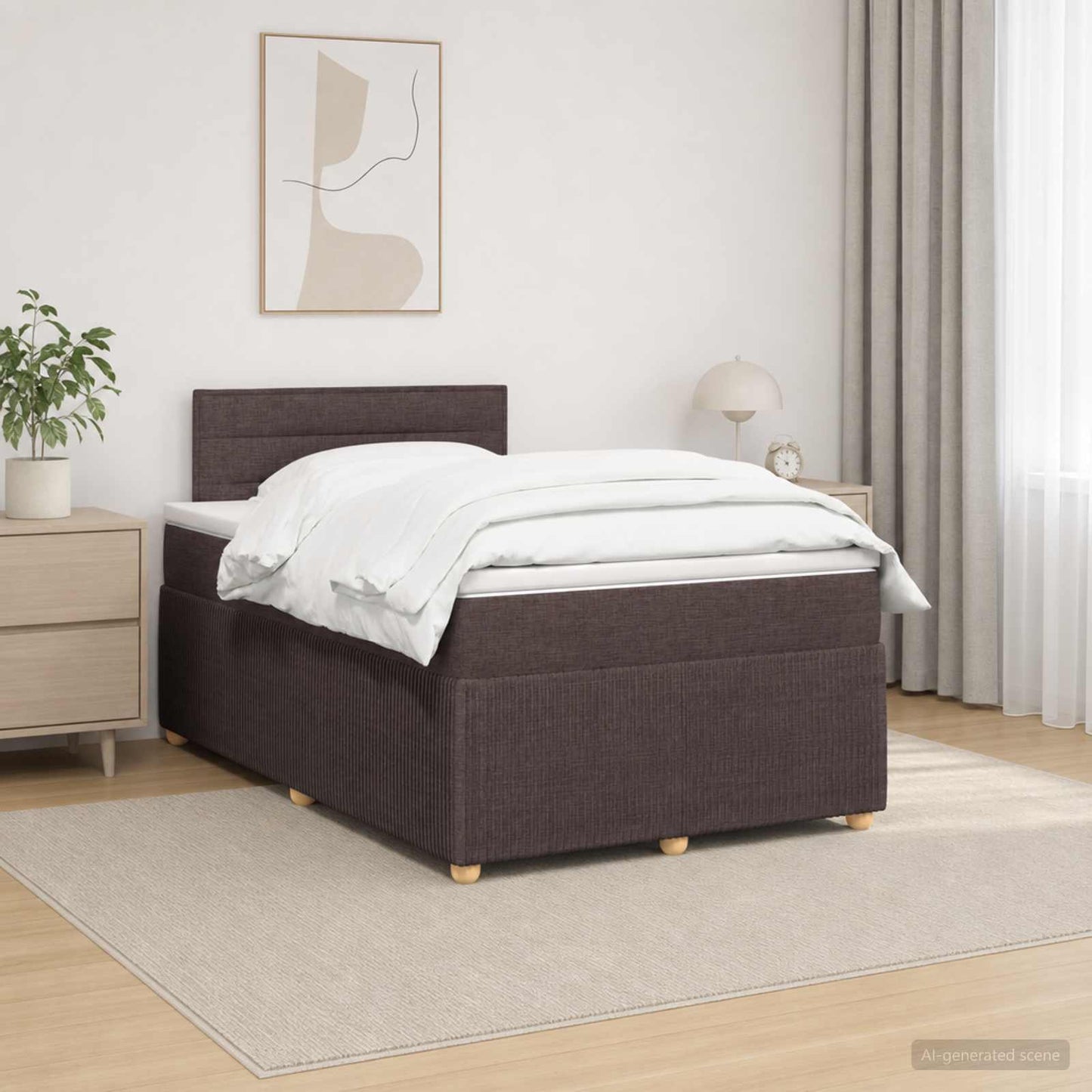 vidaXL Κρεβάτι box spring με στρώμα Σκούρο Καφέ 120 x 200 cm Ύφασμα