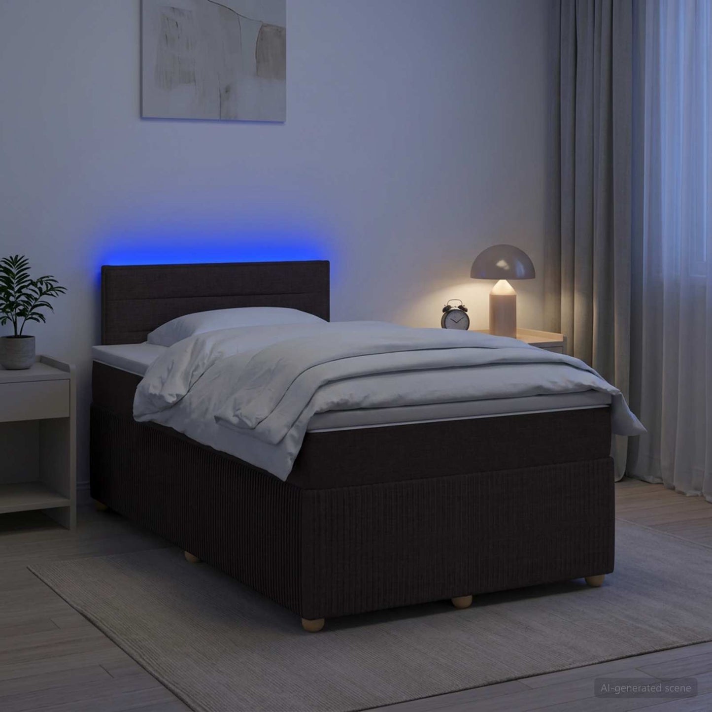 vidaXL Κρεβάτι box spring με στρώμα Σκούρο Καφέ 120 x 200 cm Ύφασμα