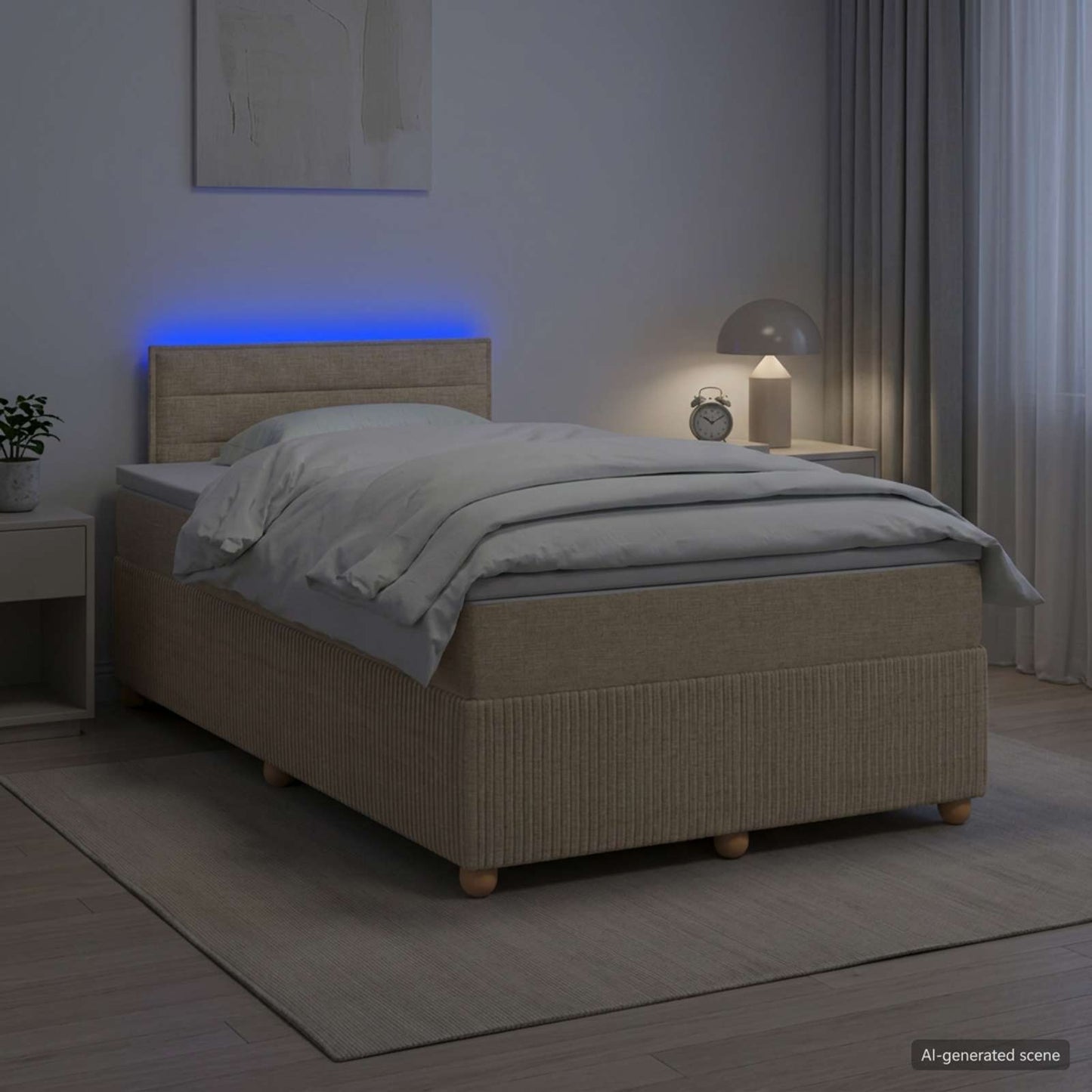 vidaXL Κρεβάτι box spring με στρώμα Κρεμ 120 x 200 cm Ύφασμα