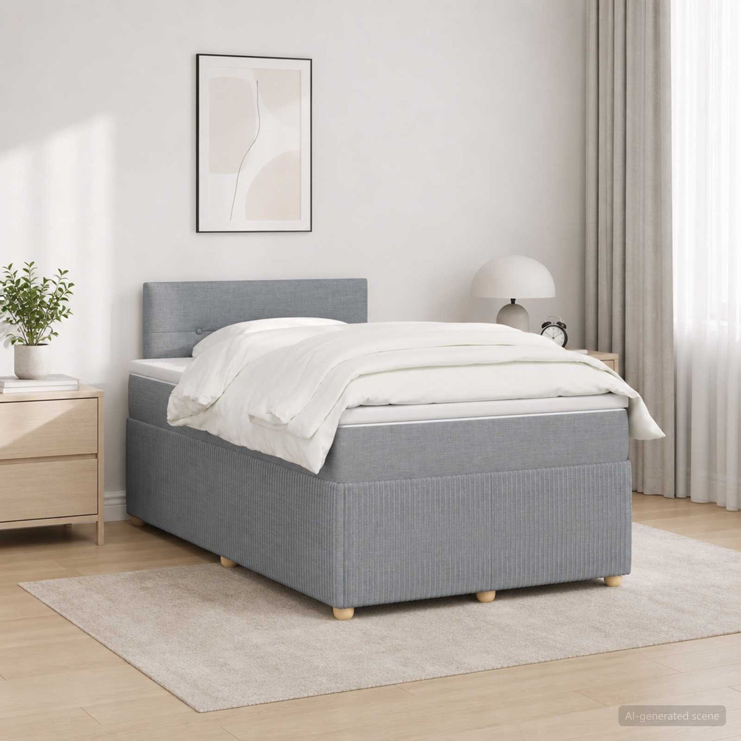 vidaXL Κρεβάτι box spring με στρώμα Ανοιχτό γκρι 120 x 200 cm Ύφασμα