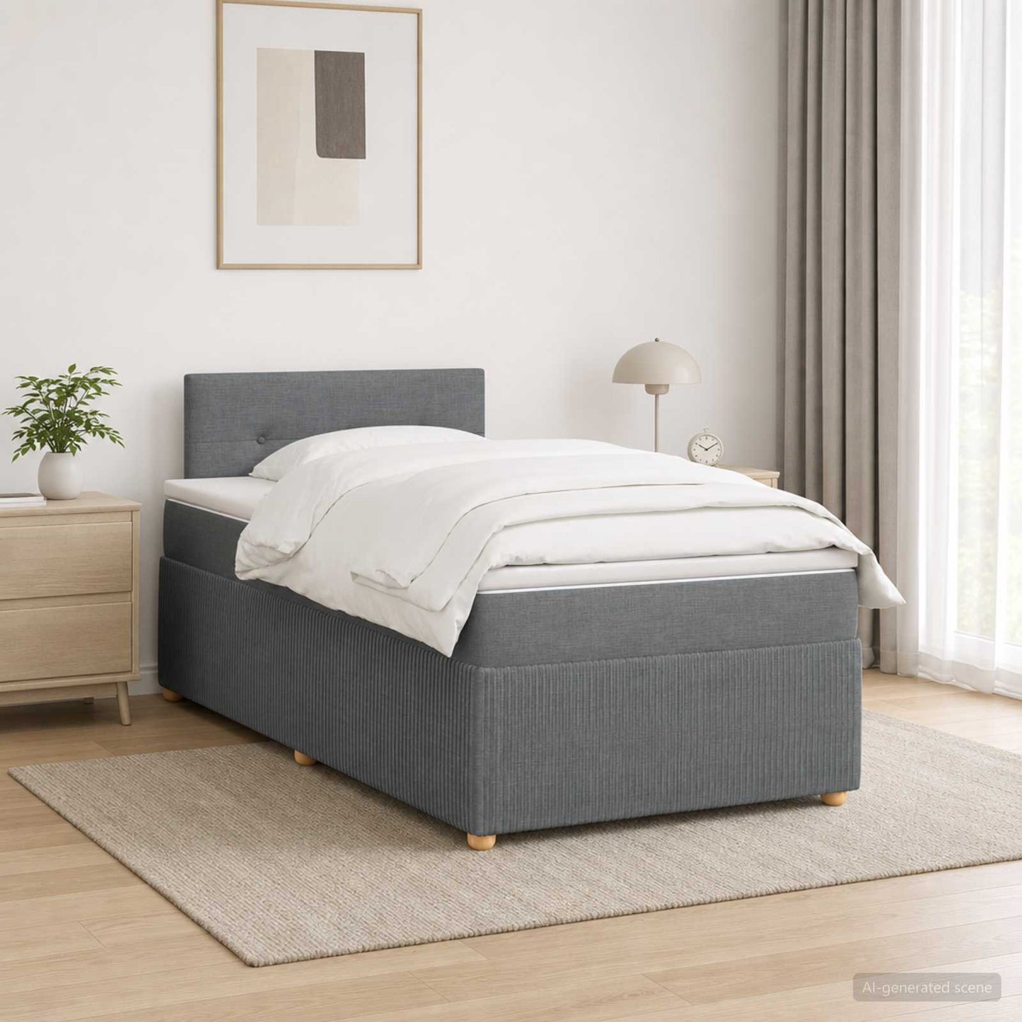 vidaXL Κρεβάτι box spring με στρώμα Σκούρο Γκρι 120 x 200 cm Ύφασμα