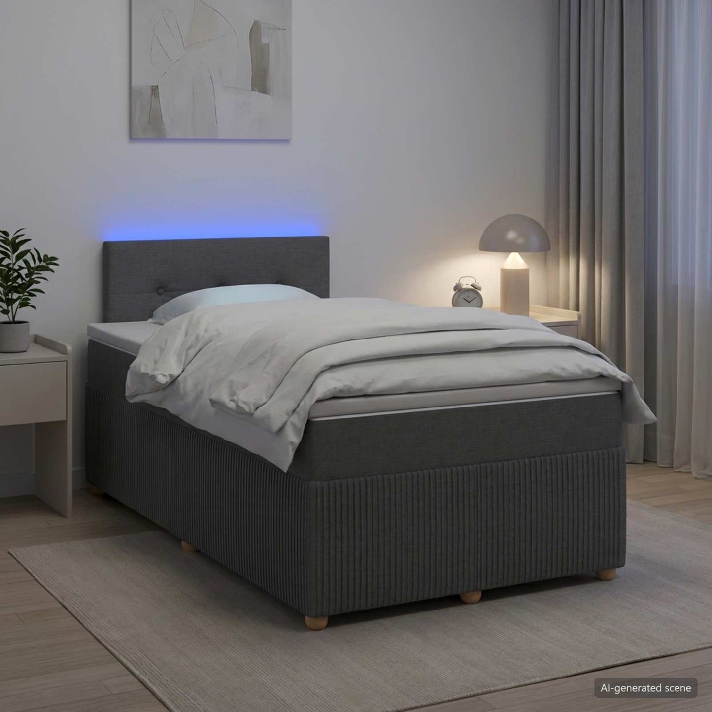 vidaXL Κρεβάτι box spring με στρώμα Σκούρο Γκρι 120 x 200 cm Ύφασμα
